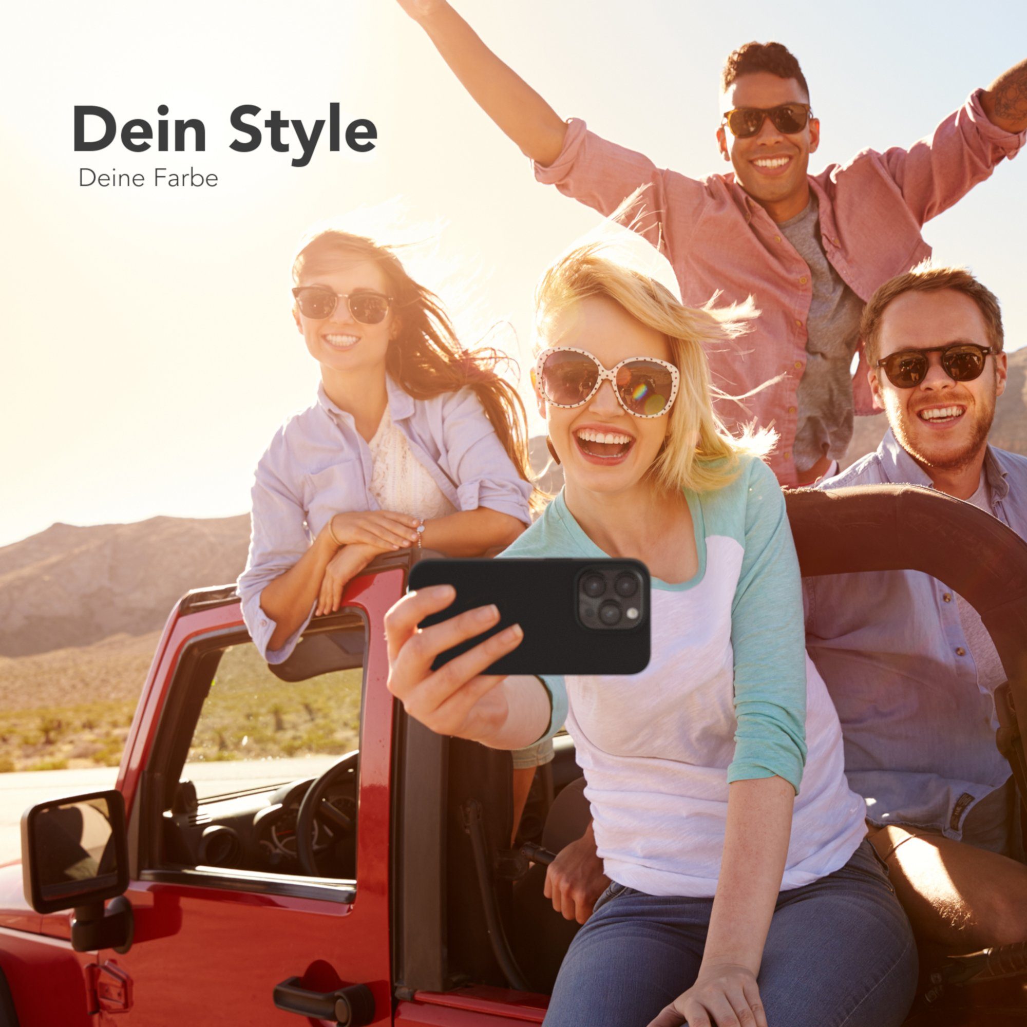 EAZY CASE Handyhülle Premium Silikon Case für Apple iPhone 14 Pro 6,1 Zoll, Hülle mit Kameraschutz Bumper Silikonhülle stoßfest Slimcover Schwarz