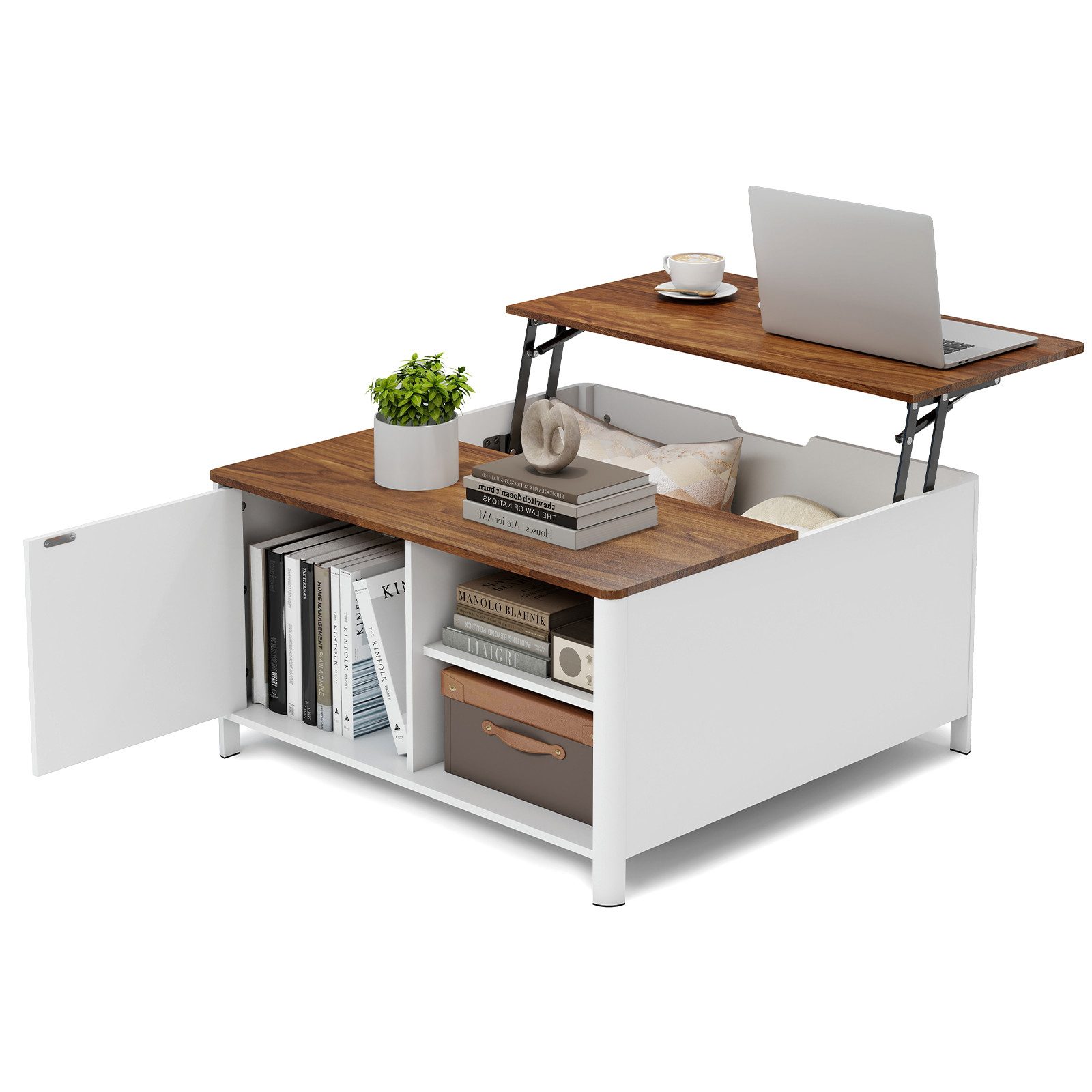 Puluomis Couchtisch Arbeitstisch mit Lift-Mechanismus, Esstisch 80cm