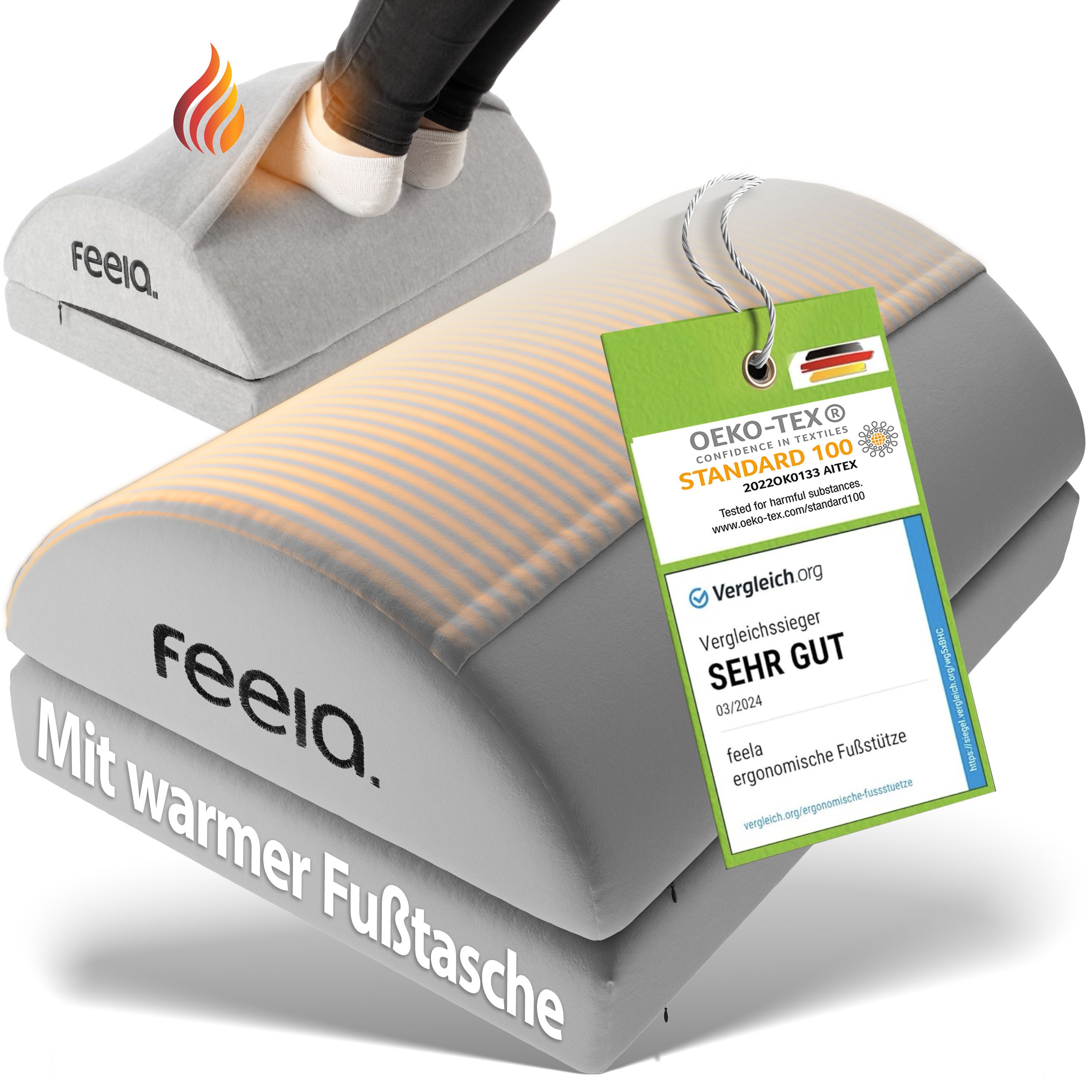 feela Fußstütze Ergonomische Fußstütze – entlastet Beine & Rücken, ideal fürs Büro, Entlastet Rücken & Beine – ideal fürs Büro & Homeoffice