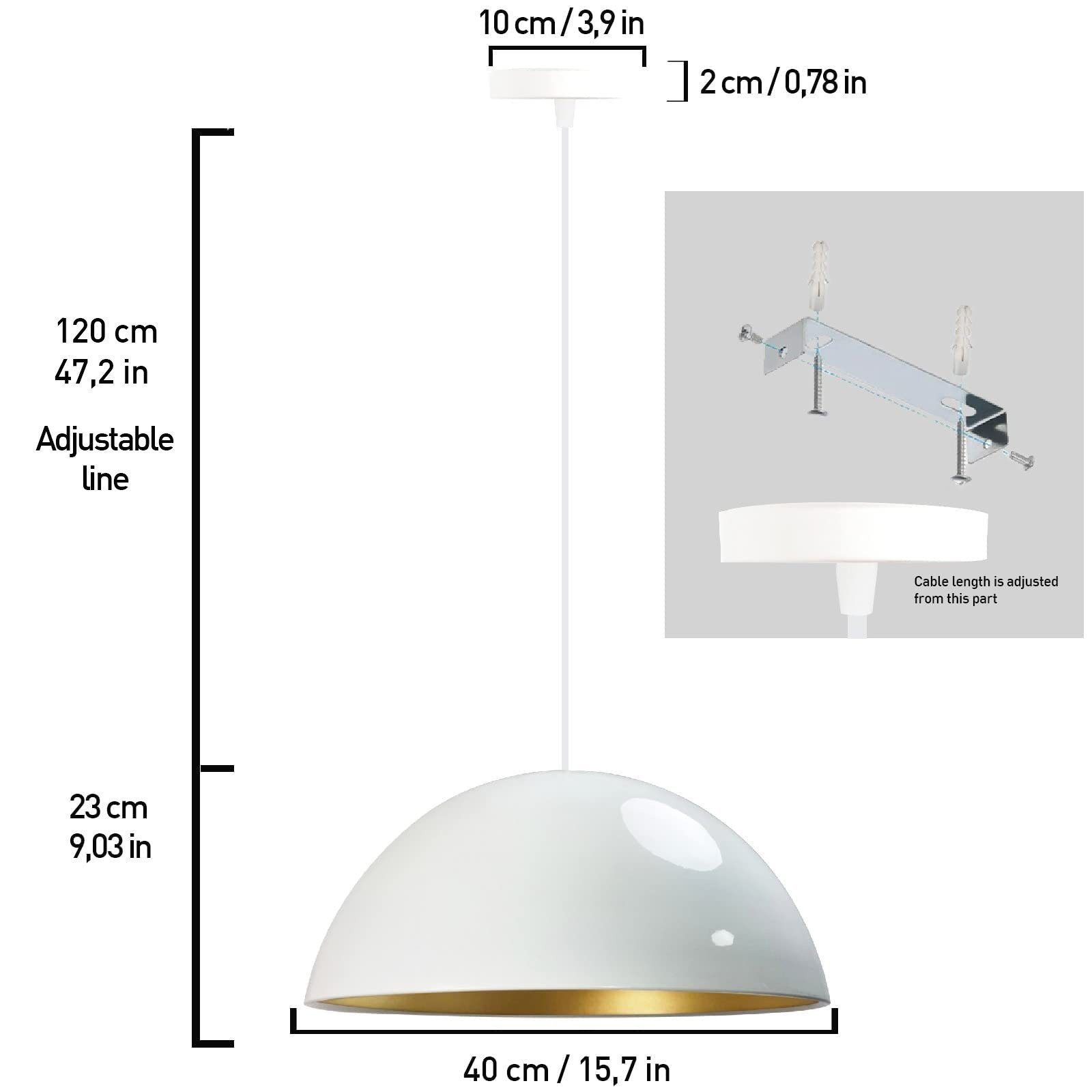 Bamyum Pendelleuchte Bamyum Hängelampe I Lipeo I Ø40 cm E27 Metall Deko Modern Lampe, ohne Leuchtmittel