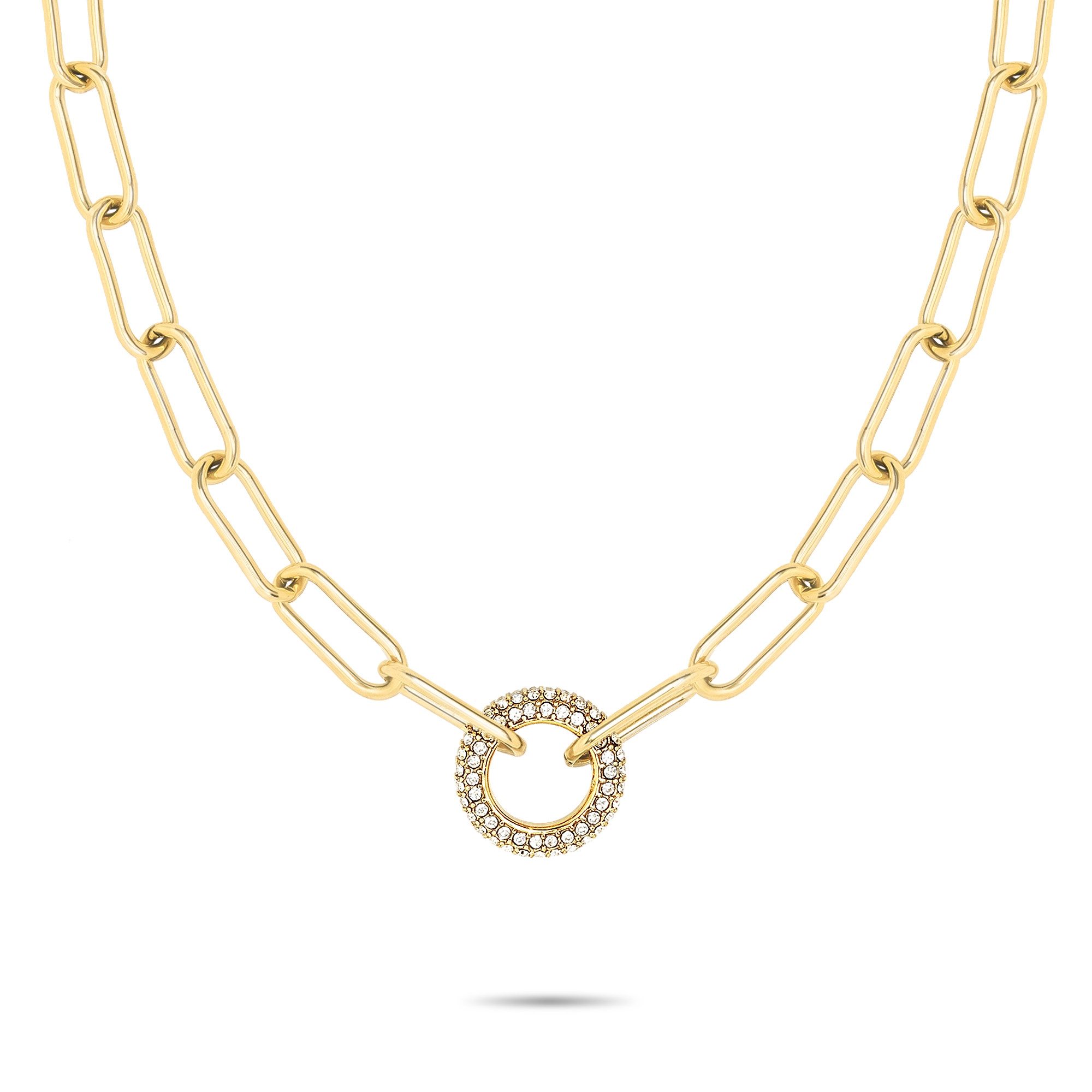 Tamaris Gliederkette Schmuck Geschenk Edelstahl Halskette mit Glitter Donut, mit Glasstein