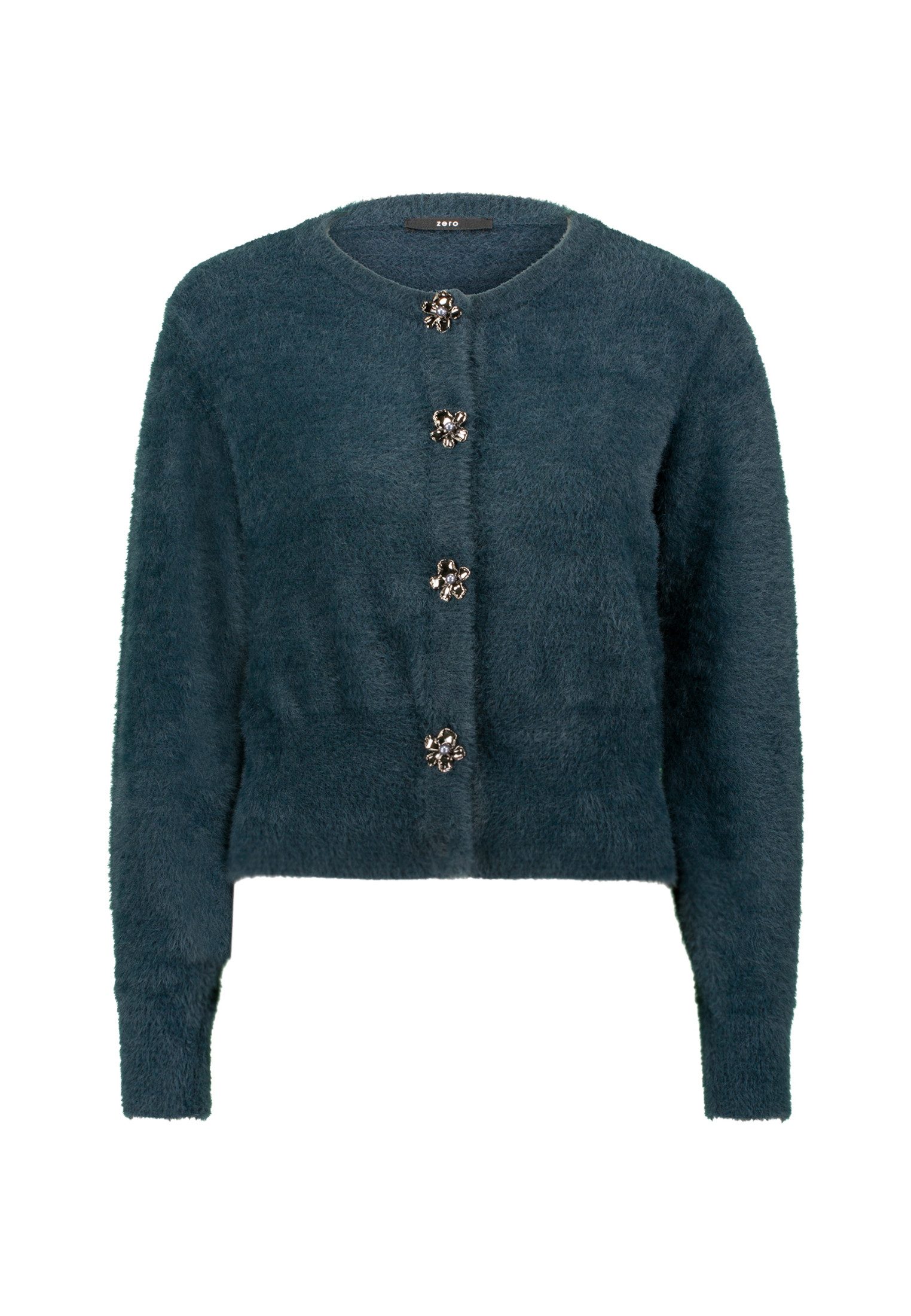 Zero Strickjacke Damen Strickjacke mit Blumenknöpfen (1-tlg) Knopfleiste günstig online kaufen