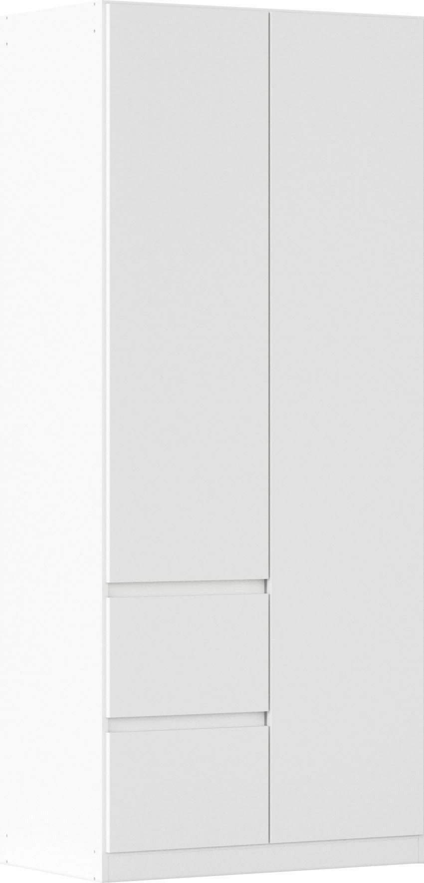 rauch Drehtürenschrank Mehrzweckschrank Aktenschrank Mietswohnung Garderobe MAINZ 91cm breit (3 verschiedene Ausstattungen BASIC/CLASSIC/PREMIUM (inkl. SOFT-CLOSE) grifflose Front, Türen mit Push-to-Open Funktion MADE IN GERMANY