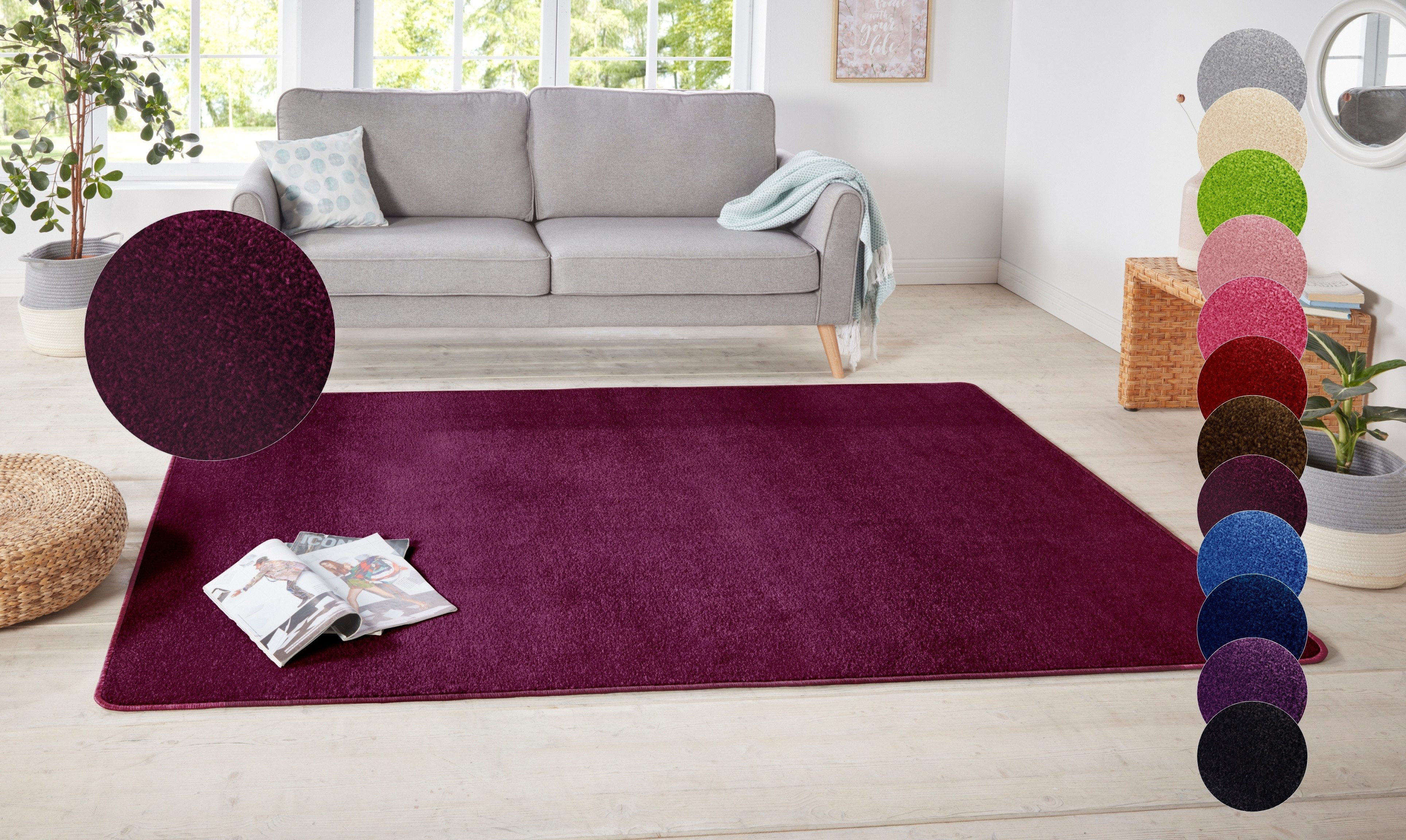 HANSE Home Teppich Shashi, rechteckig, Höhe: 8,5 mm, Kurzflor, Unifarben, Läufer, weich, Esszimmer, Kinderzimmer, Flur