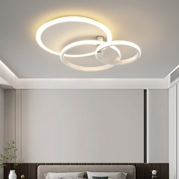 Daskoo Deckenleuchten 3/5 Ringe LED Deckenlampe mit Fernbedienung Dimmbar Schlafzimmer, LED fest integriert, Warmweiß/Neutralweiß/Kaltweiß, LED Deckenleuchte stufenlos dimmbar