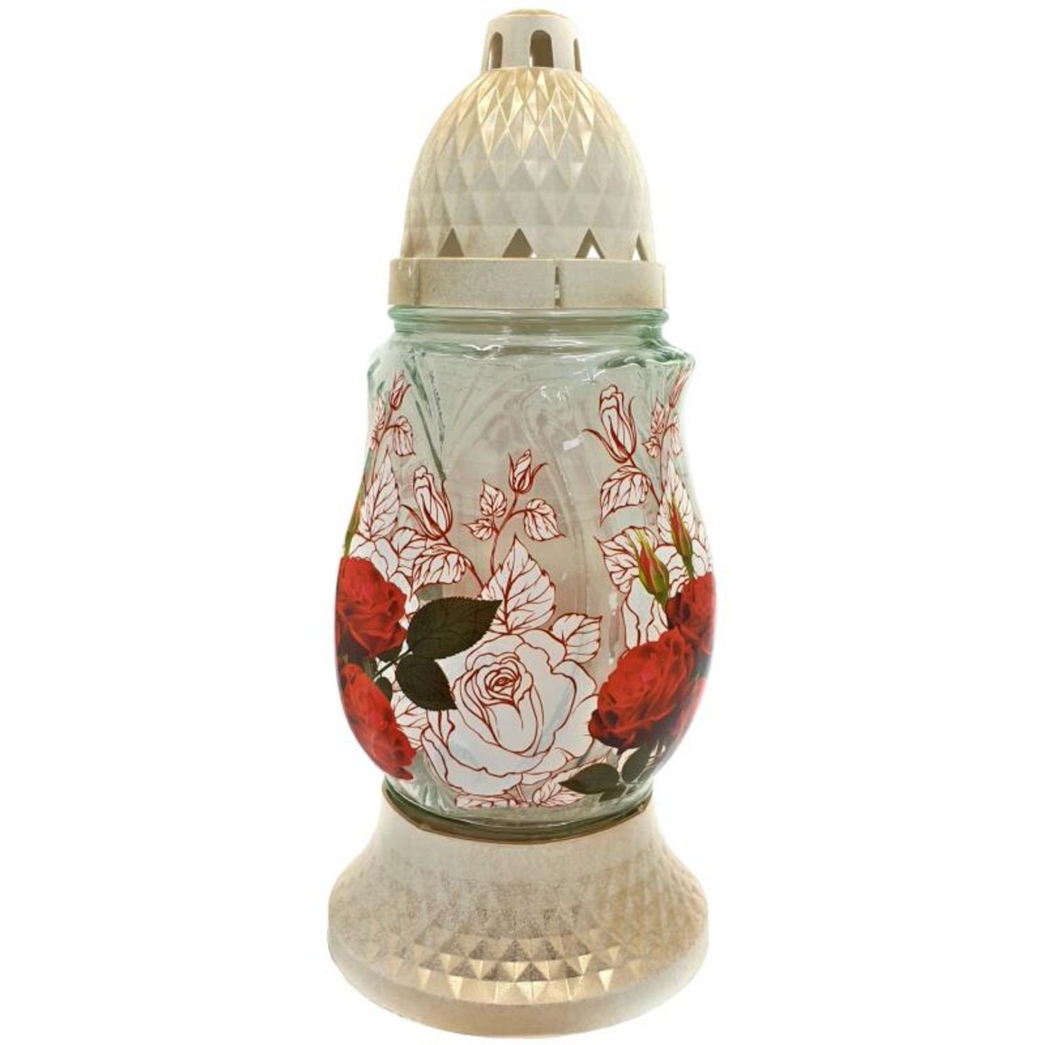 BURI Grabkerze 6 Stück Grablicht Motiv Rosen 18 h Leuchte Friedhof Schmuck günstig online kaufen