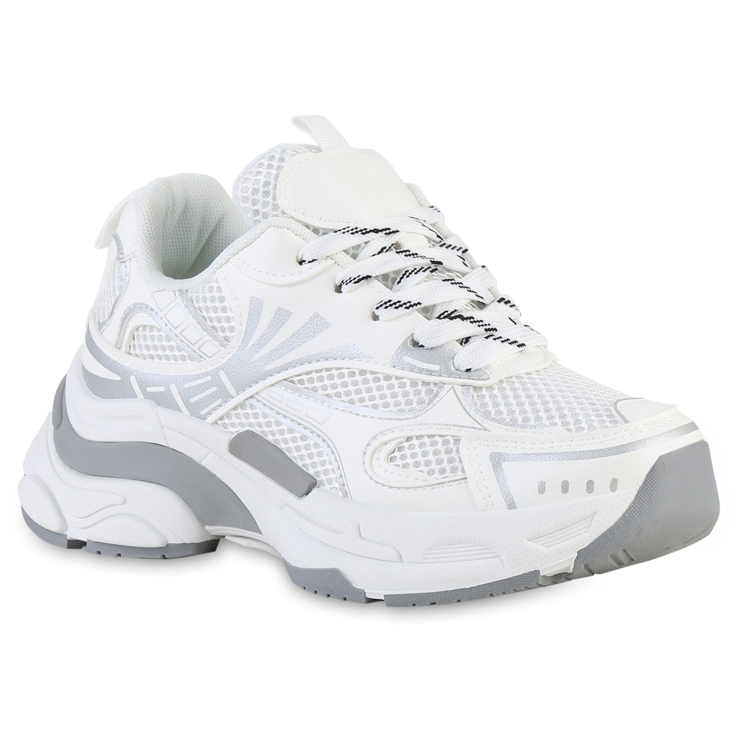 VAN HILL 841562 Plateausneaker Damen Plateau Sneaker Schnürer Metallic Prof günstig online kaufen