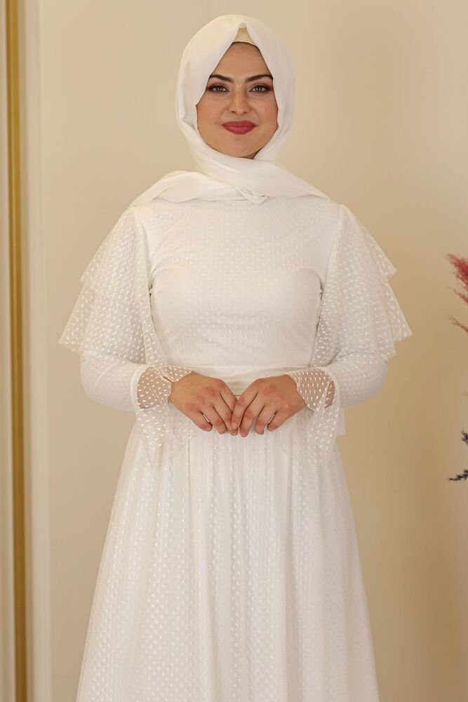 Modavitrini Tüllkleid Abendkleid aus gepunktetem Tüll Hijab Kleid Abiye Aba günstig online kaufen