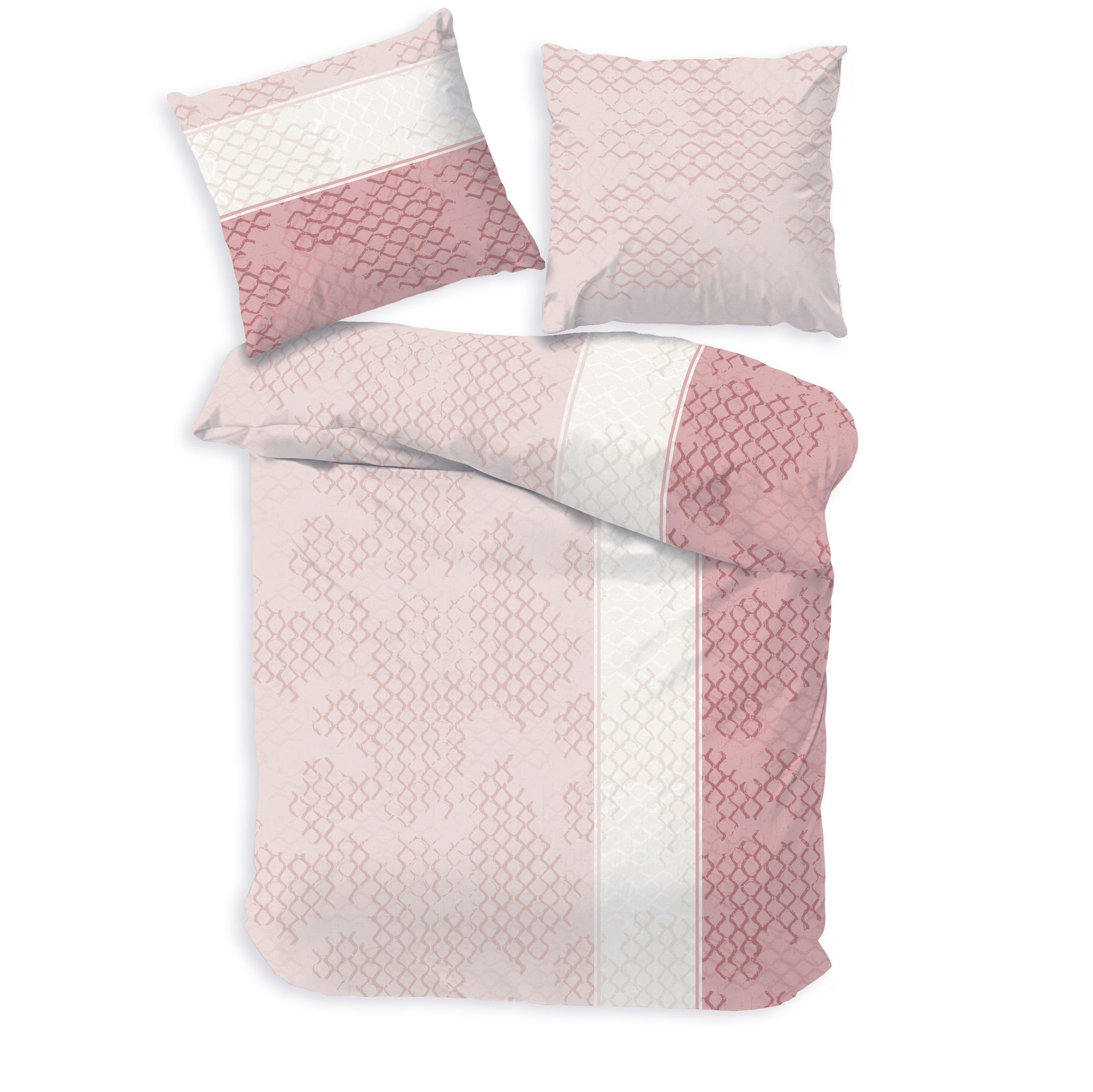 Träumschön Bettwäsche Premium Bettwäsche135x200 oder 155x220 cm Baumwolle, Muster Pink, Renforcé, 2 teilig, mit Reißverschluss, 100% Baumwolle, luftig leichte Sommerbettwäsche
