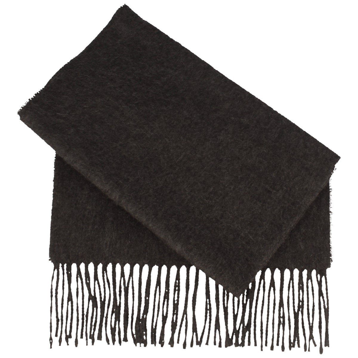 Weich/Cashmere100%/Fransenschal Schal, Breiter 014-ANTHRAZIT Uni-Farbe