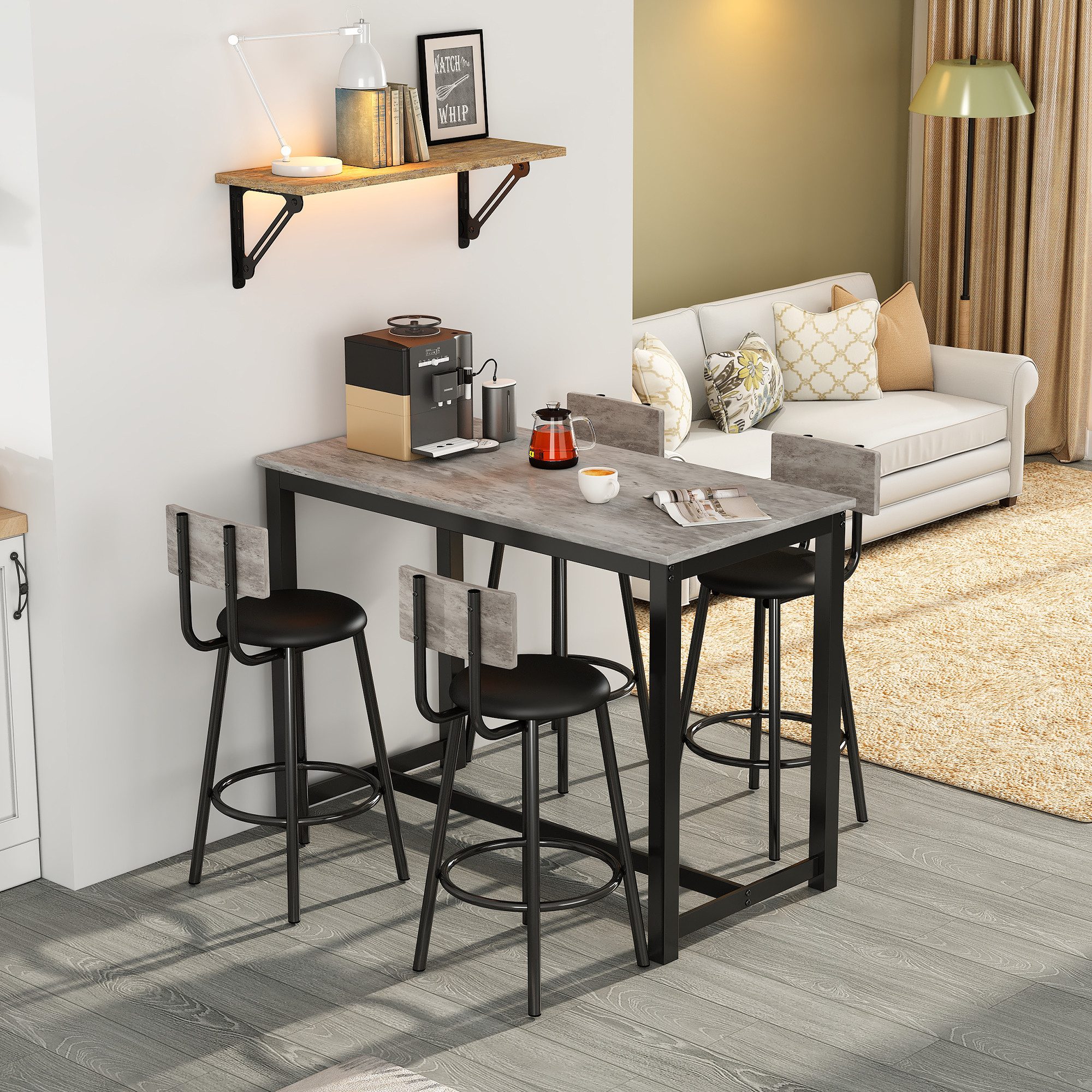 Odikalo Esszimmer-Set Bartisch Küche-set 4 Stühle günstig online kaufen
