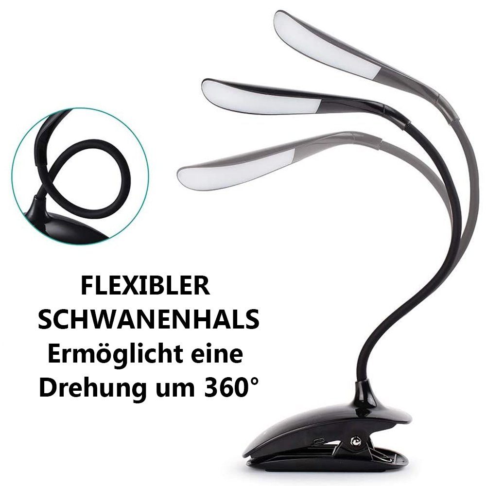 18 LED Buch Wiederaufladbar Leselampe Leseleuchte Leselampe LED Klemme, GelldG