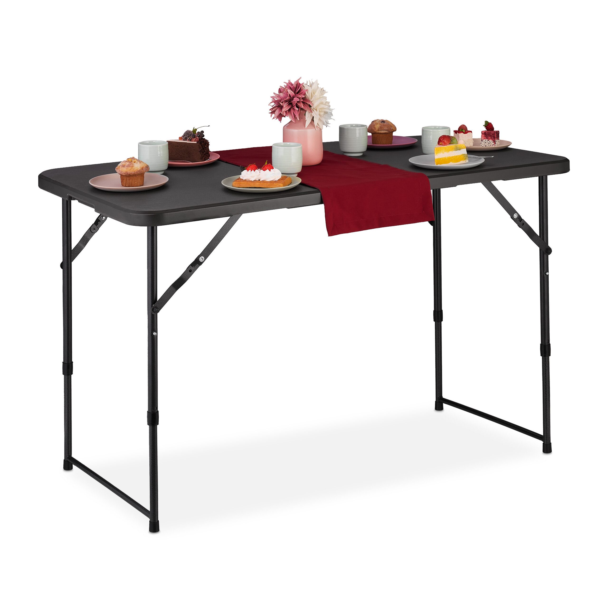 relaxdays Gartentisch Campingtisch klappbar, Schwarz günstig online kaufen