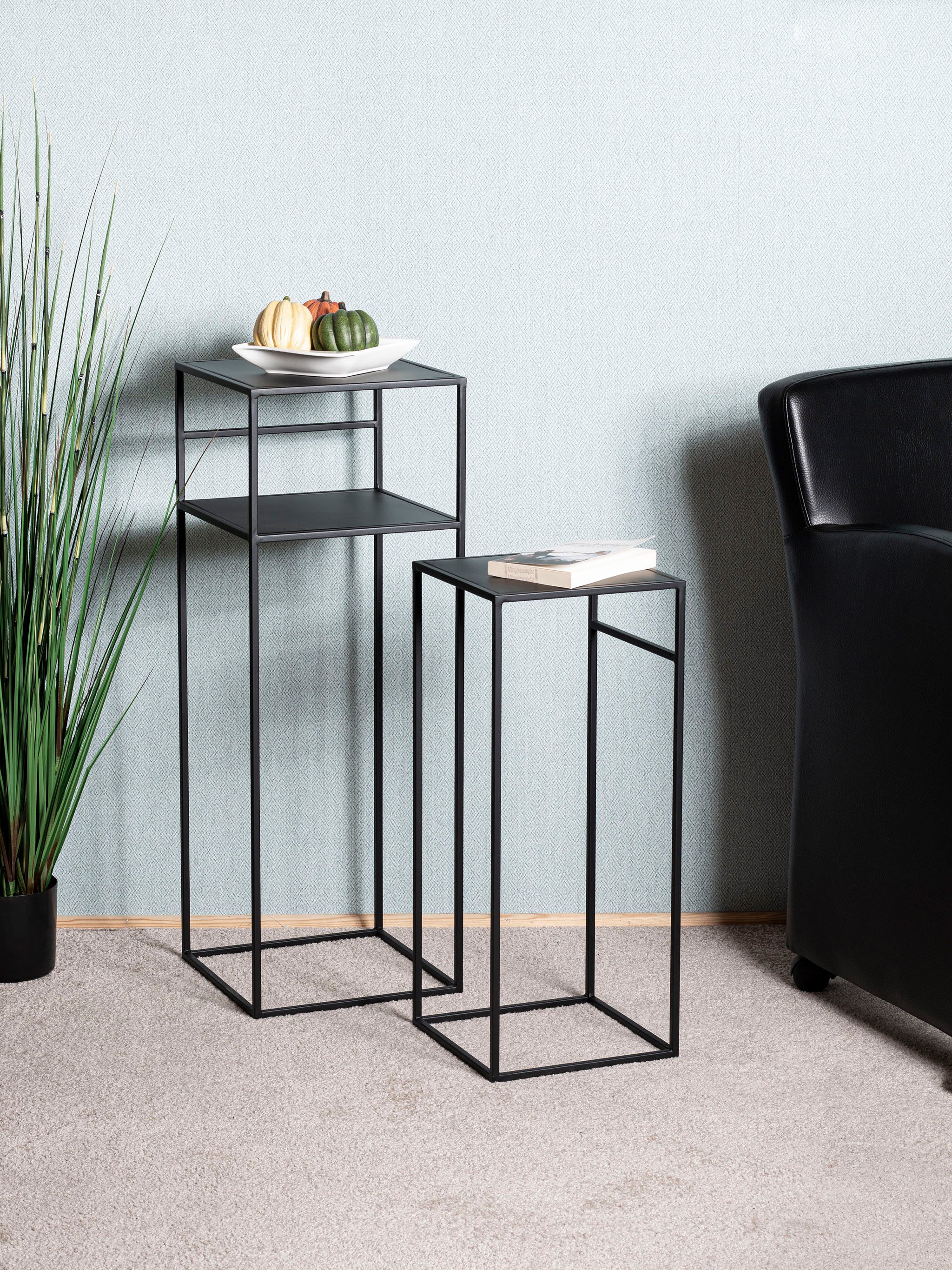 HAKU Beistelltisch Sofatisch, Wohnzimmertisch (Set, 2-St., 2er Set), quadratisch - aus Metall Schwarz B/T/H 26/26/63 und 30/30/85 cm