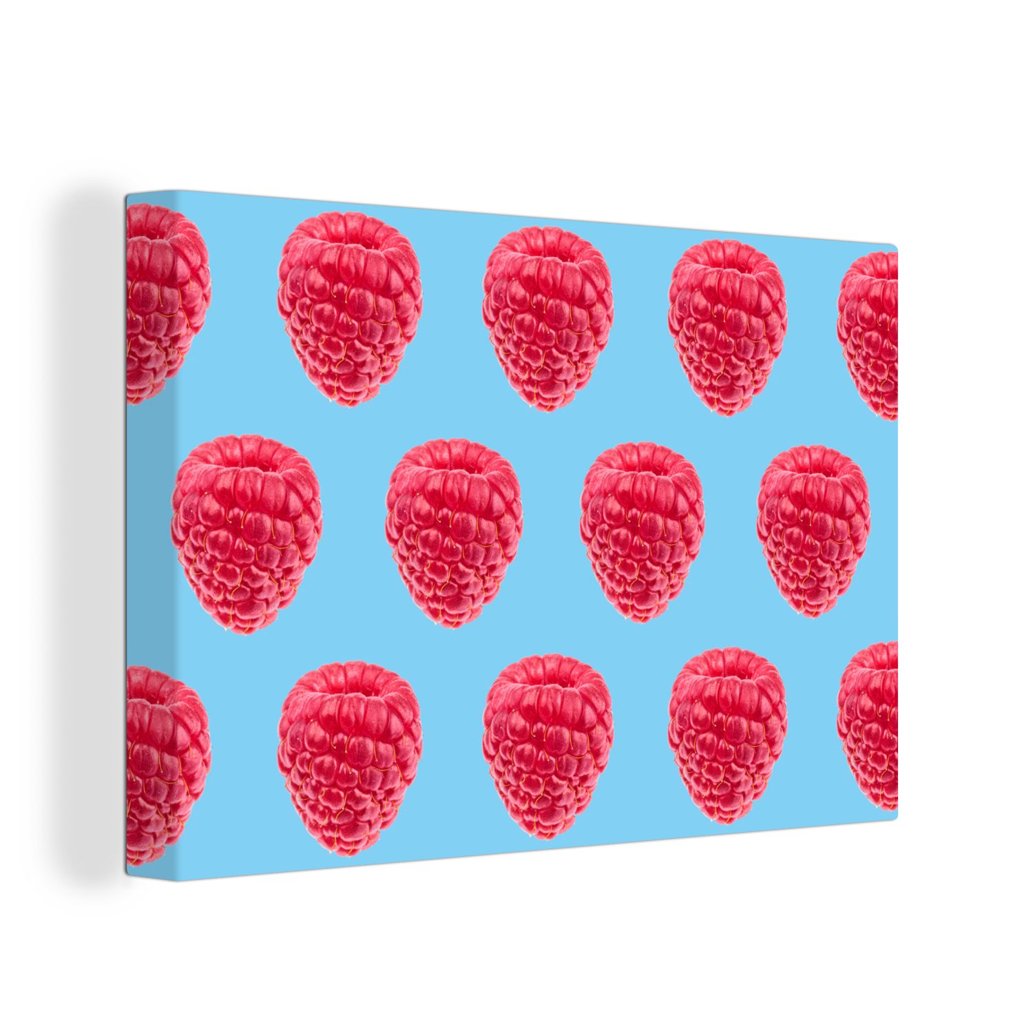 OneMillionCanvasses® Leinwandbild Himbeere - Muster - Rosa, (1 St), Wandbild Leinwandbilder, Aufhängefertig, Wanddeko, 30x20 cm
