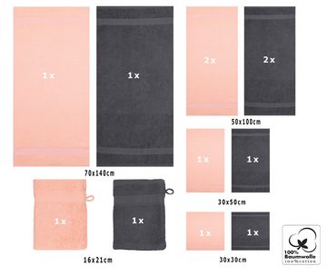 Betz Handtuch Set 12-TLG. Handtuch-Set Palermo Farbe apricot und anthrazit, 100% Baumwolle (Set, 12-St)