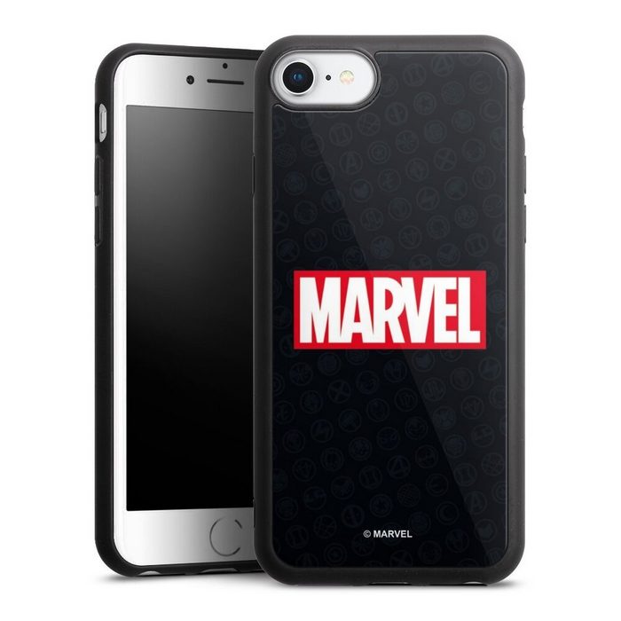 DeinDesign Handyhülle Marvel Comic Logo Marvel Logo Black Red Apple iPhone 7 Gallery Case Glas Hülle Schutzhülle 9H Gehärtetes Glas