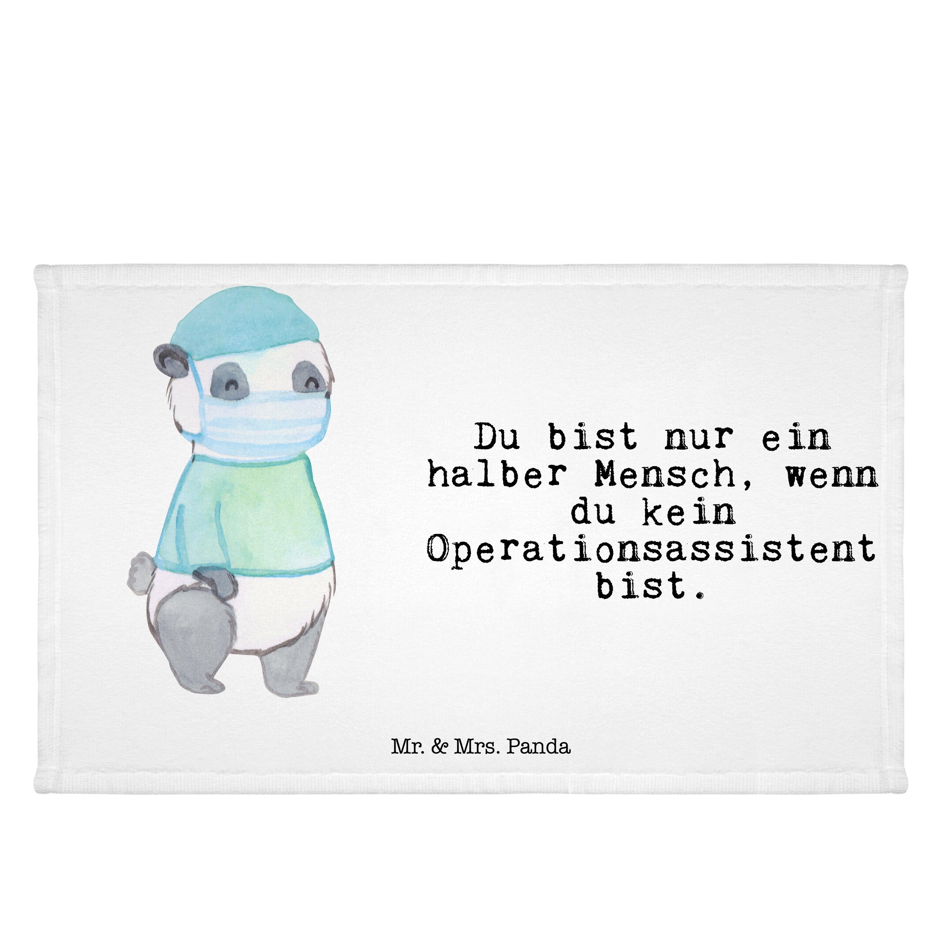 Mr. & Mrs. Panda Handtuch Operationsassistent mit Herz - Weiß - Geschenk, Arbeitskollege, Gäste, (1-St)
