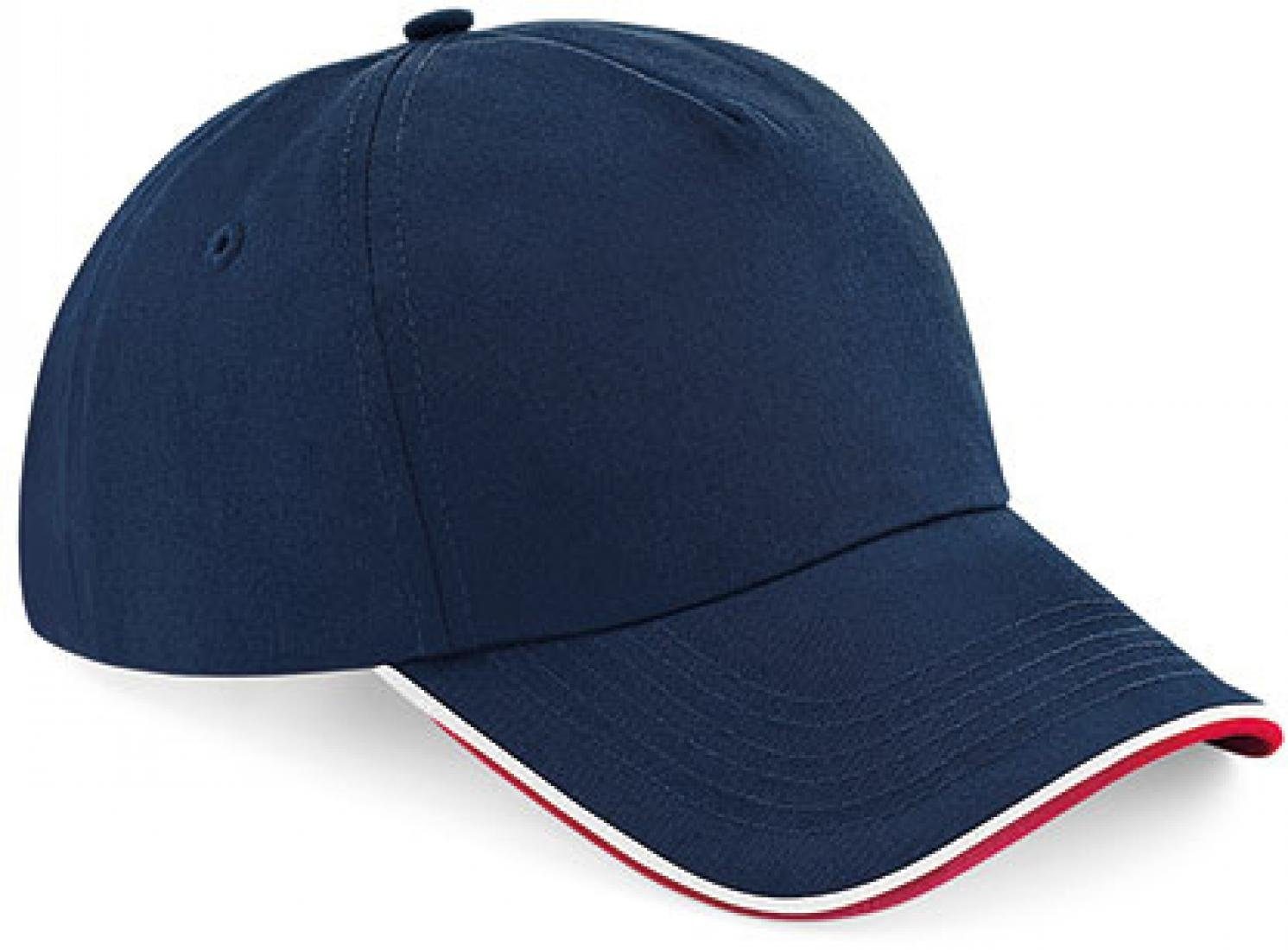 Baseball Cap Authentic 5 Panel Cap - Piped Peak, 100 % Baumwoll-Twill