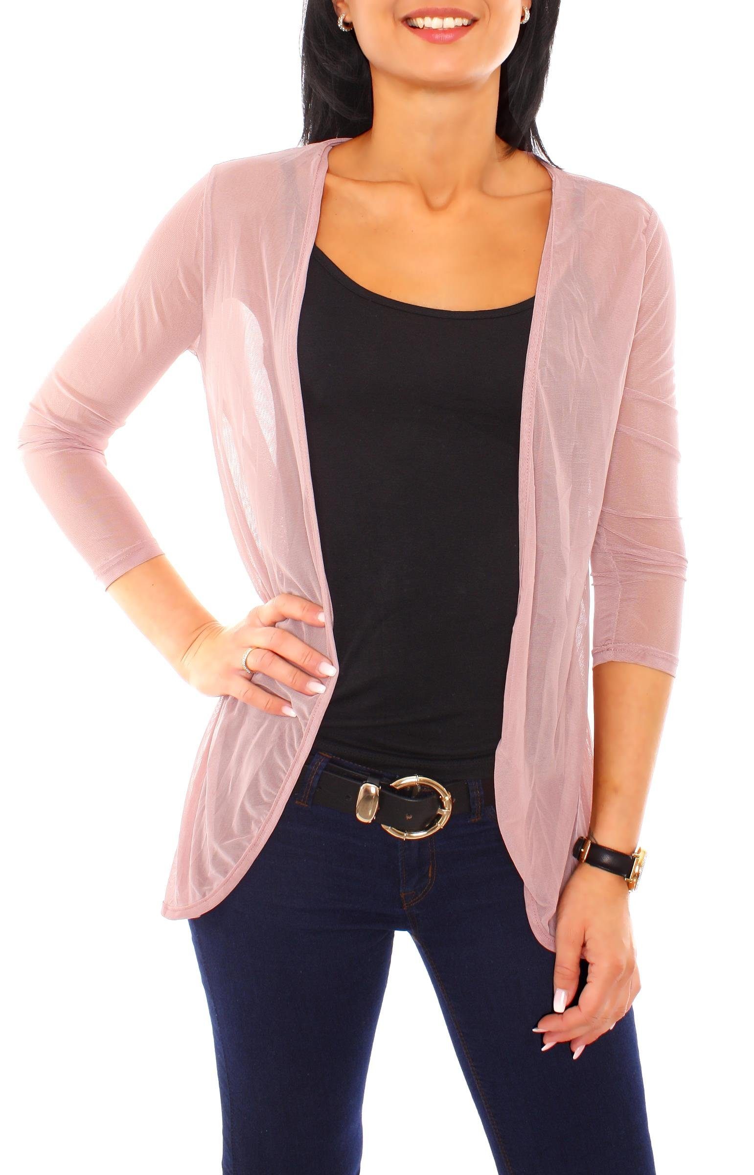 Muse Cardigan Mesh Cardigan Jäckchen transparent 7058 altrosa | Cardigans