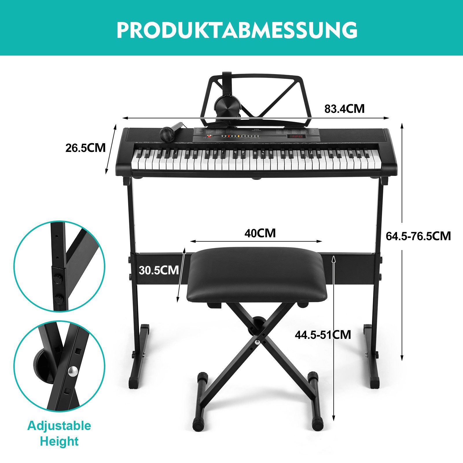 FANNOU Digitalpiano Keyboard Piano Digital Klavier 61 Tasten (1-St), ideal fur Piano-Einsteiger und klanggourmets