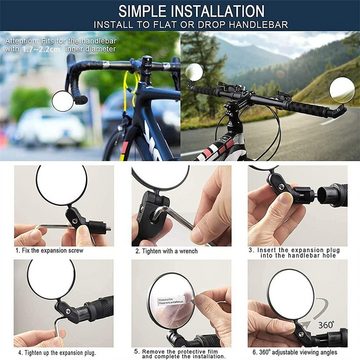 autolock Fahrradspiegel 2 Stück Fahrradspiegel HD 360° Verstellbar