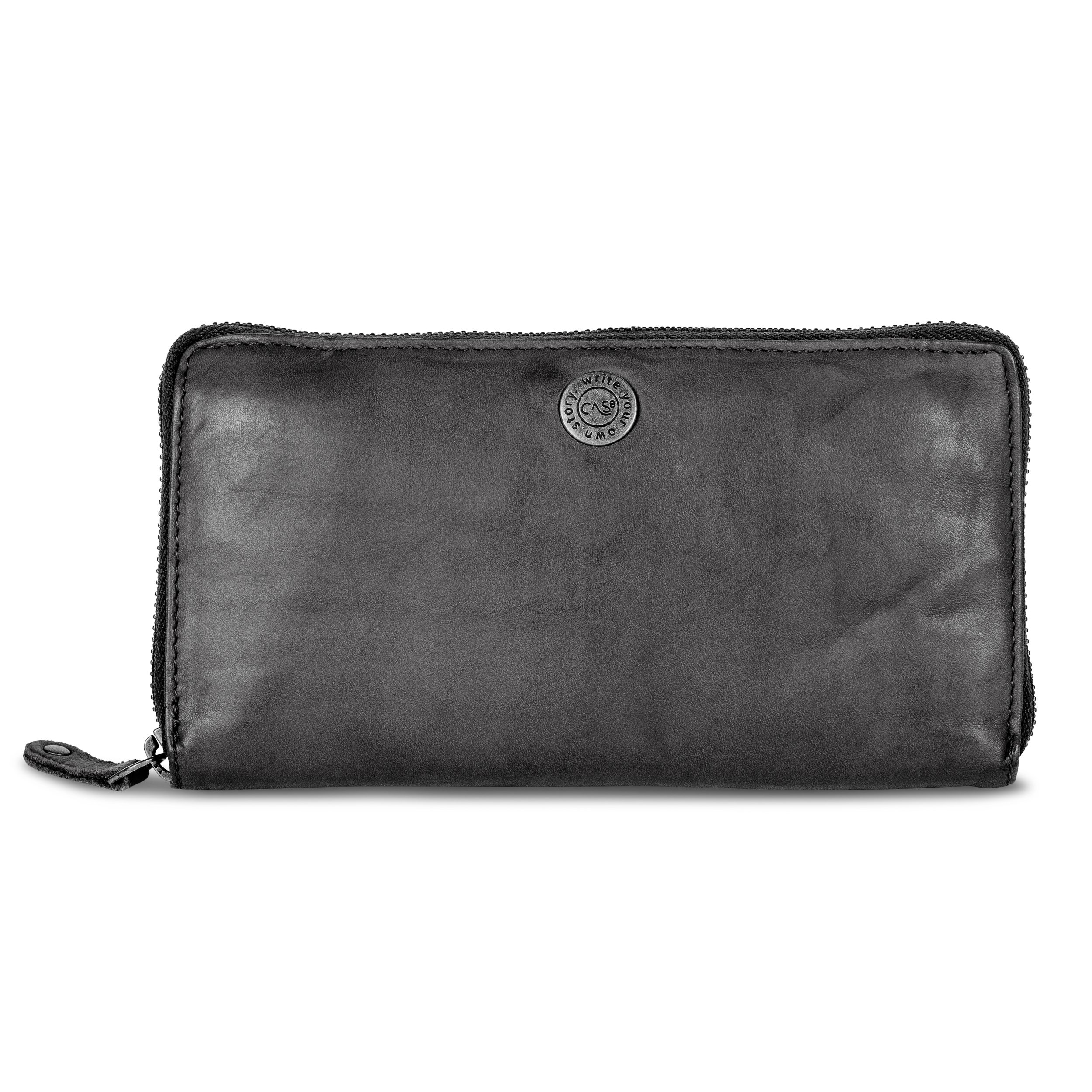 Cas8 Geldbörse Damen - Leder Portemonnaie, RFID Schutz, Portmonee für den Alltag