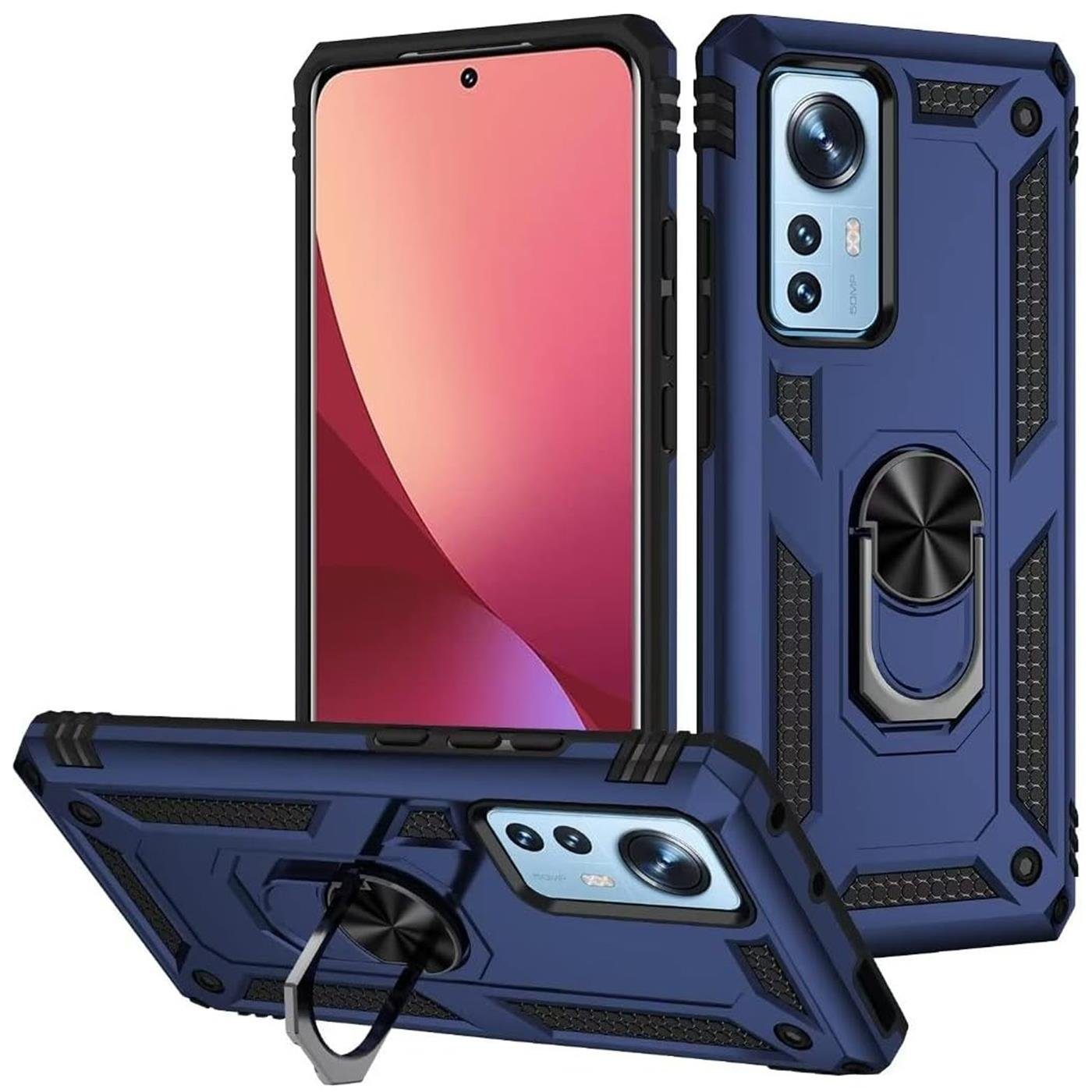 CoolGadget Handyhülle Armor Shield Case für Xiaomi 12 Lite 4G/5G 6,55 Zoll, Outdoor Cover Magnet Ringhalterung Handy Hülle für Xiaomi 12 Lite