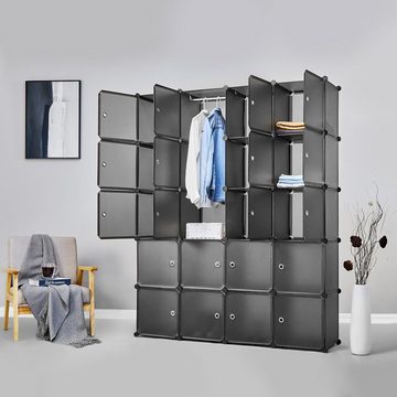 Mondeer Kleiderschrank Steckregal DIY Modular Schrank Regalsystem mit 2 Kleiderstange