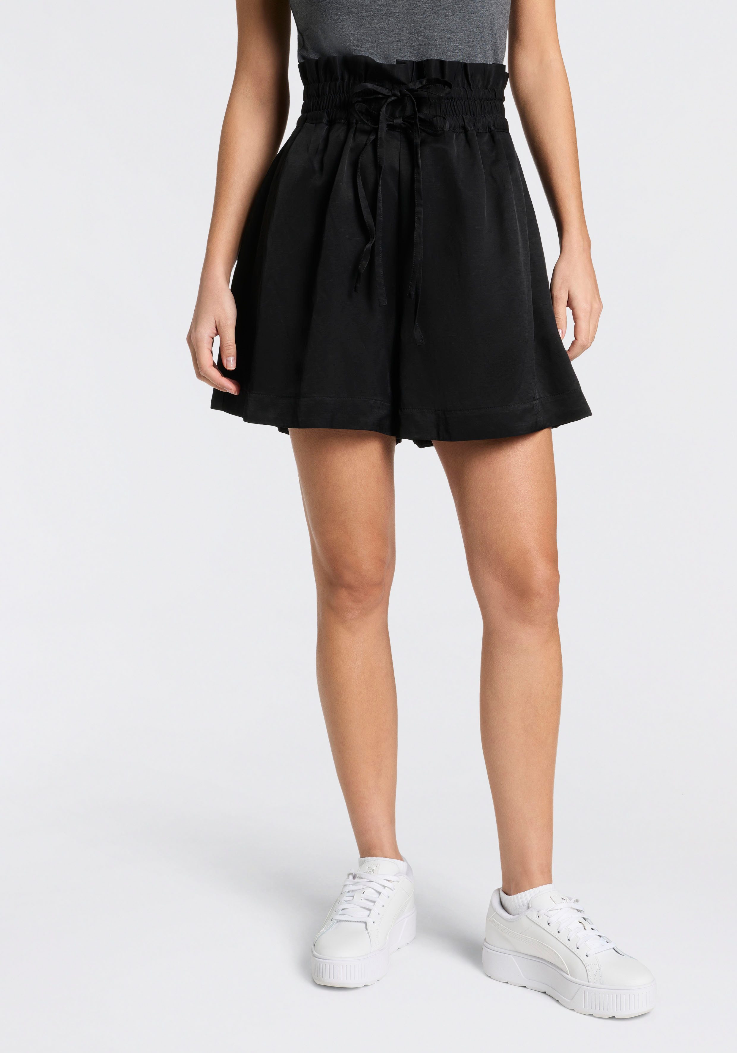 BOSS ORANGE Shorts Tacolina Premium Damenmode High Waist mit doppeltem Bindeband, Paperbag-Look