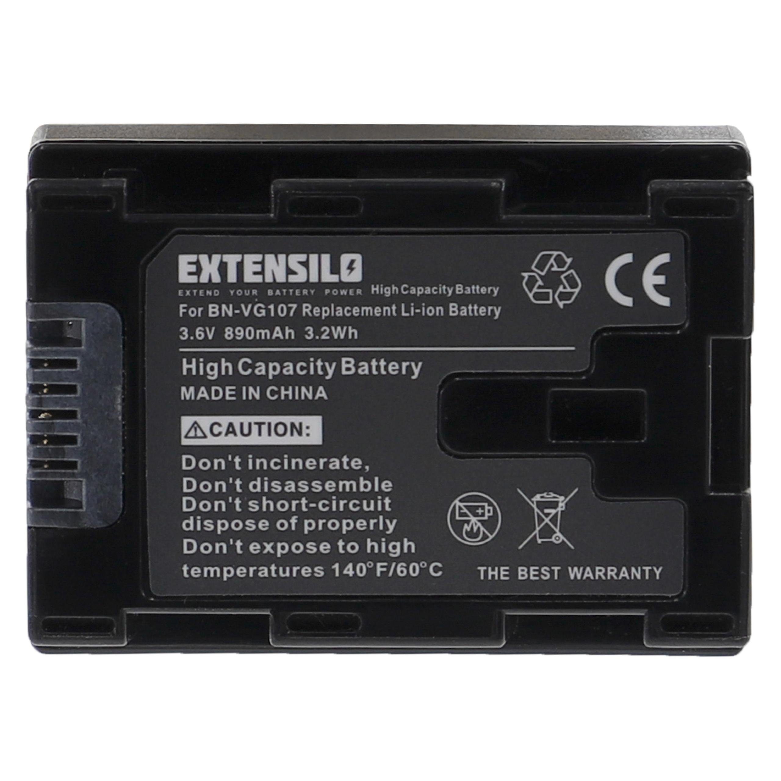 Extensilo passend für JVC GZ-HM550BUS, GZ-HM550U, GZ-HM570, GZ-HM65, GZ-HM650, Kamera-Akku 890 mAh