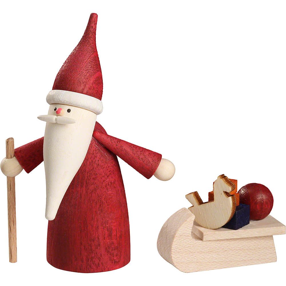 Seiffener Volkskunst Dekofigur Weihnachtswichtel mit Schlitten (7cm) von Seiffener Volkskunst