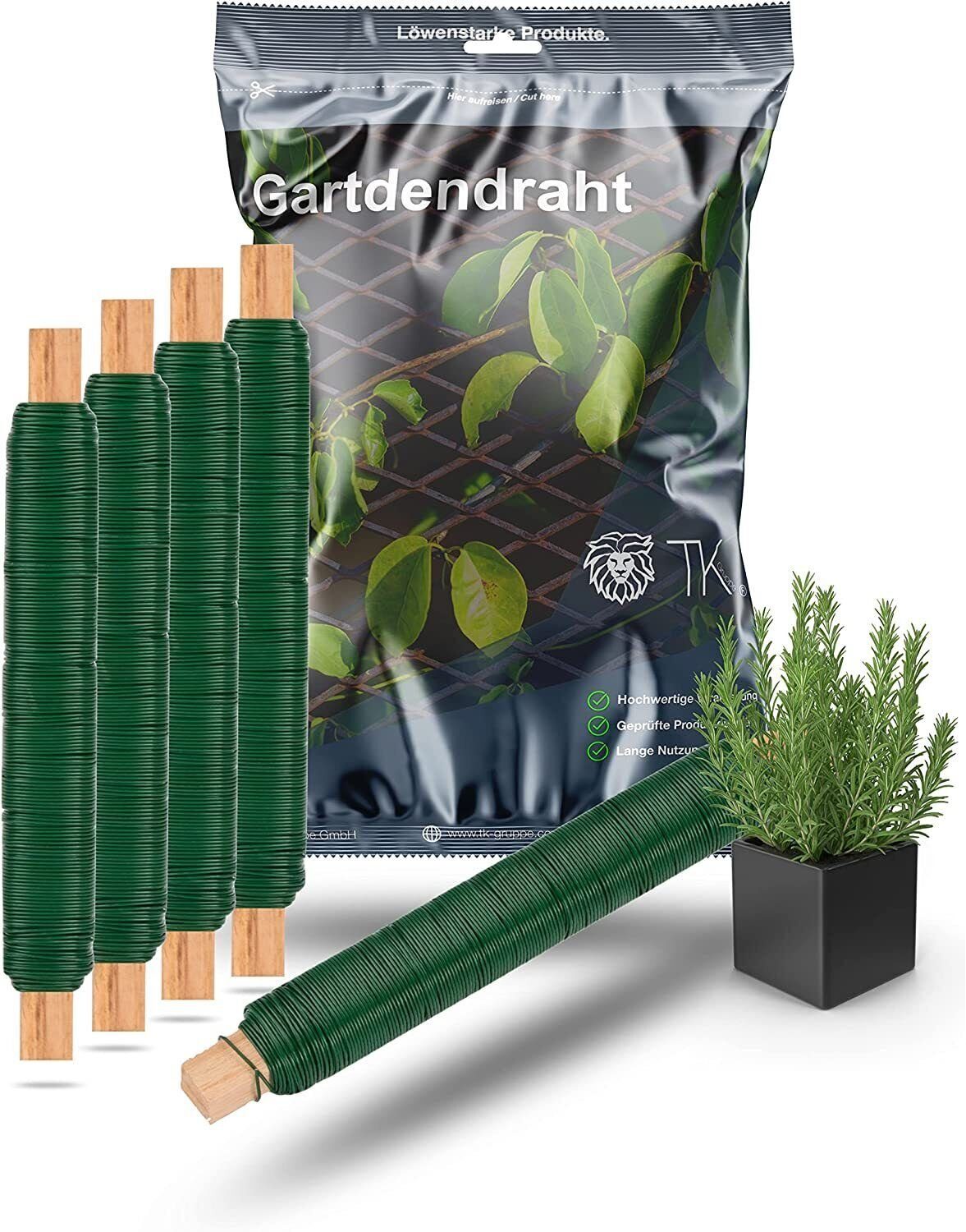 Gartiva® Bindedraht 6er Bindedraht Set - Wickeldraht grün - Blumenwickeldraht, (6St)