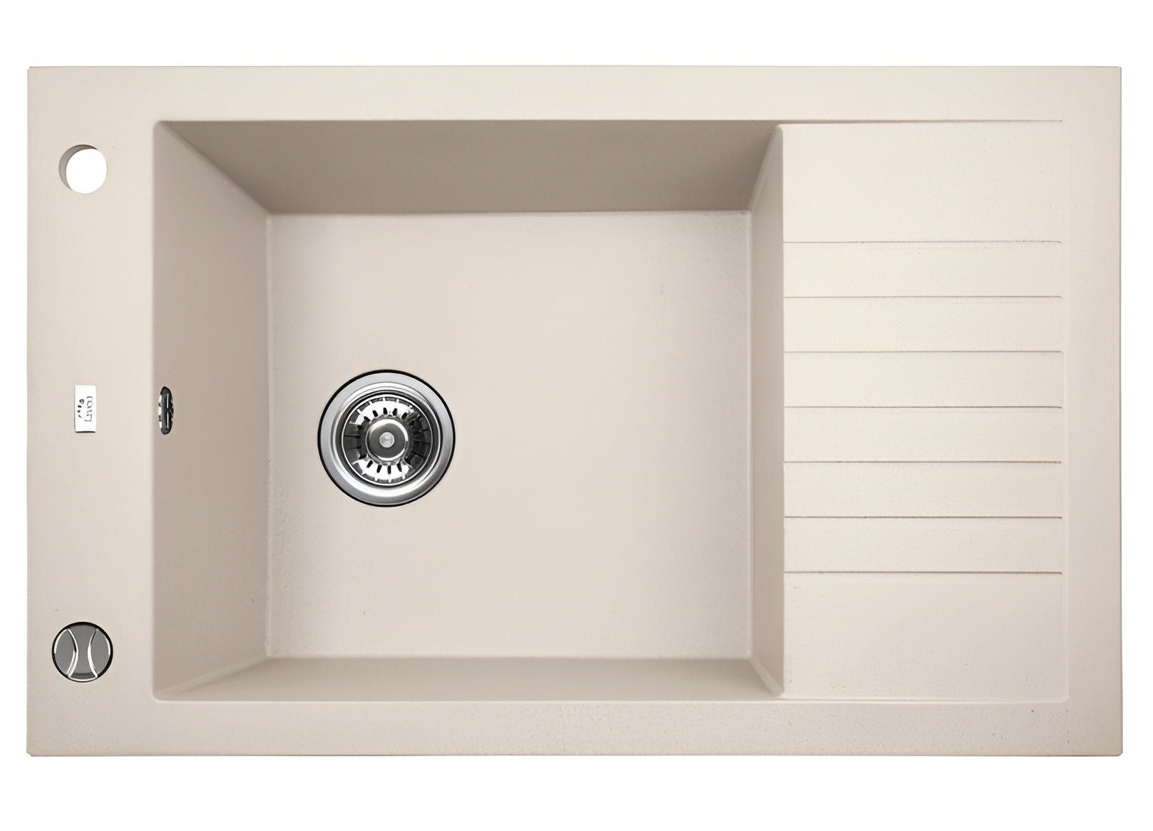 KOLMAN Küchenspüle Einzelbecken Pionier Granitspüle, Rechteckig, 50/78 cm, Beige, Space Saving Siphon GRATIS