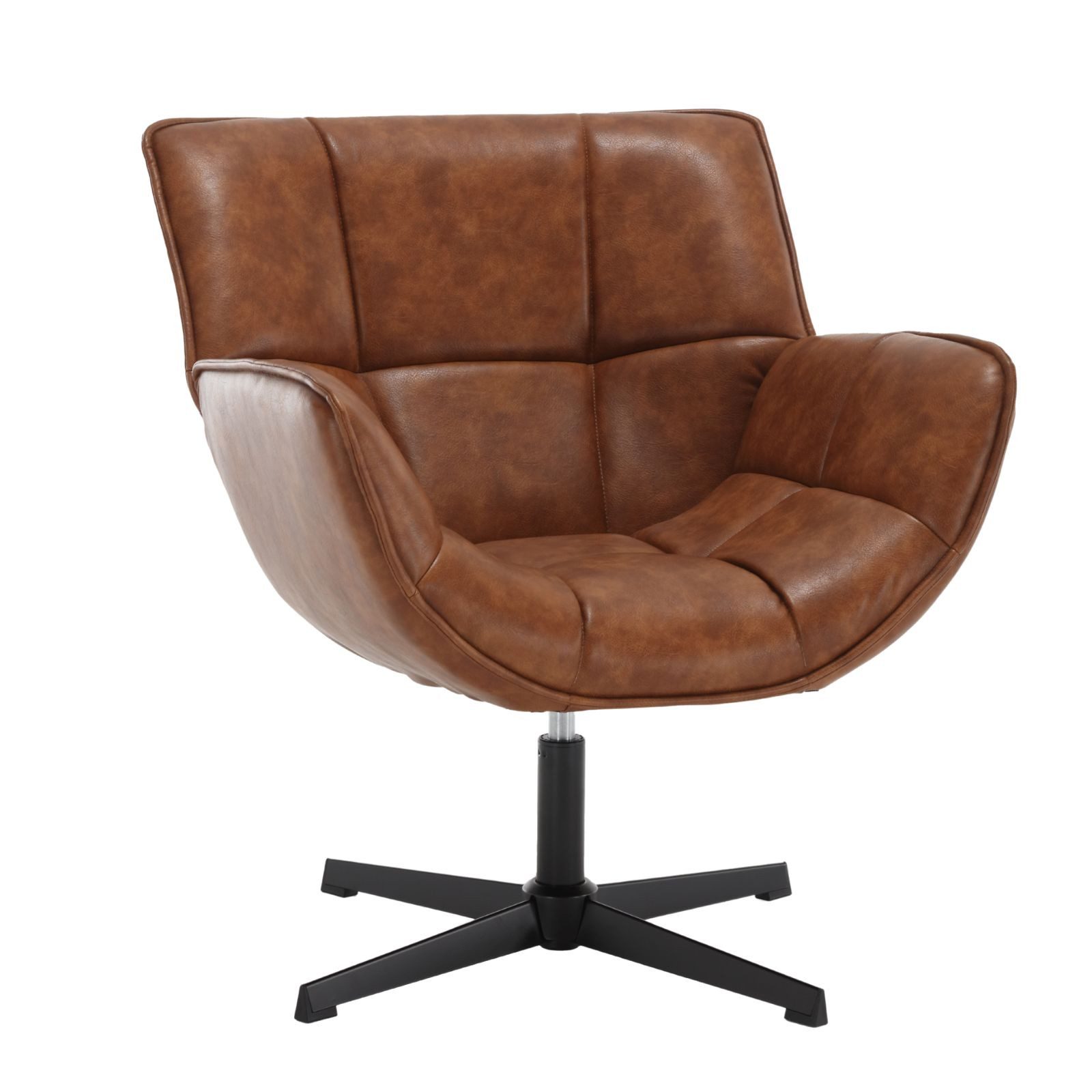 WAHSON OFFICE CHAIRS Loungesessel Armlehnstuhl Sessel aus PU-Leder, drehbar mit Metallbeinen