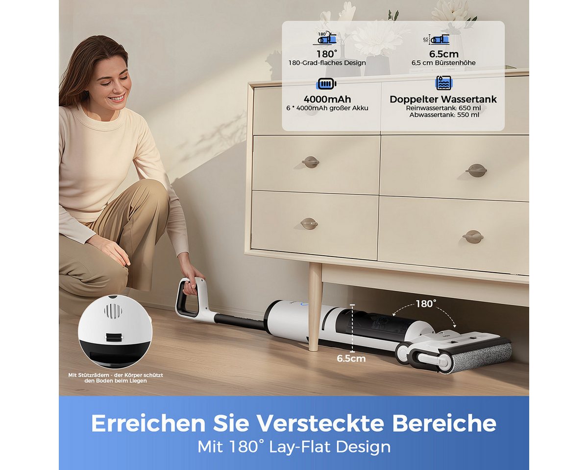 Redkey Nass-Trocken-Akkusauger 2025 Nass Trockensauger 30000Pa intelligent Selbstreinigung Trocknung, 170 W, LED-Digitalanzeige mit Sprachansage,umfangreichenZubehör