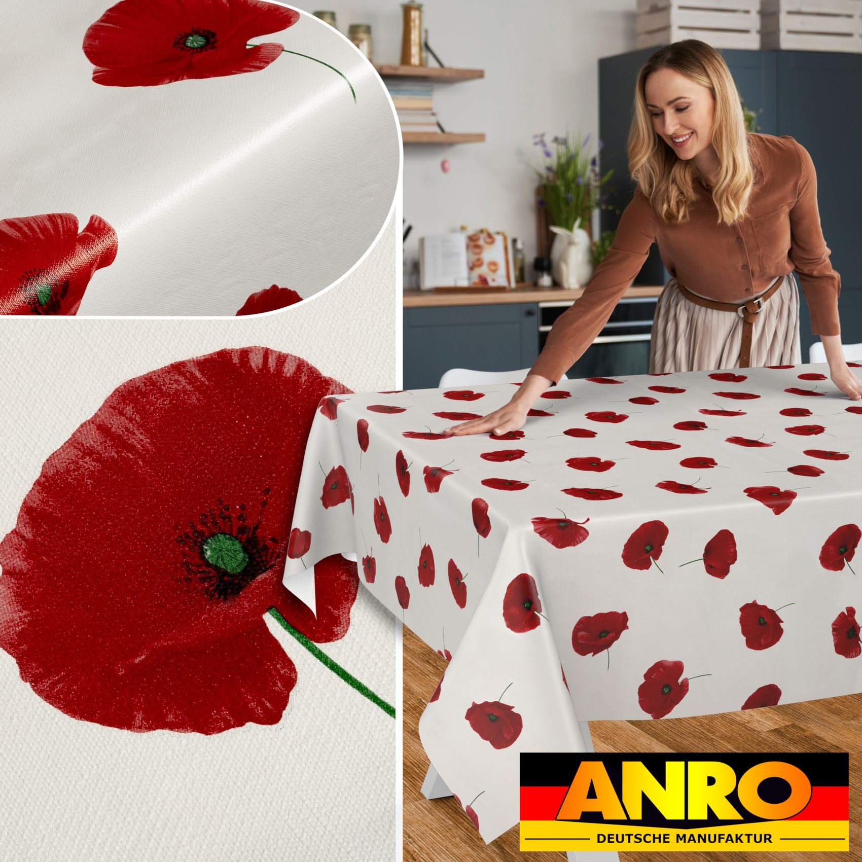 ANRO Tischdecke Wachstuchtischdecke Gartentischdecke Wachstischdecke (Einze günstig online kaufen