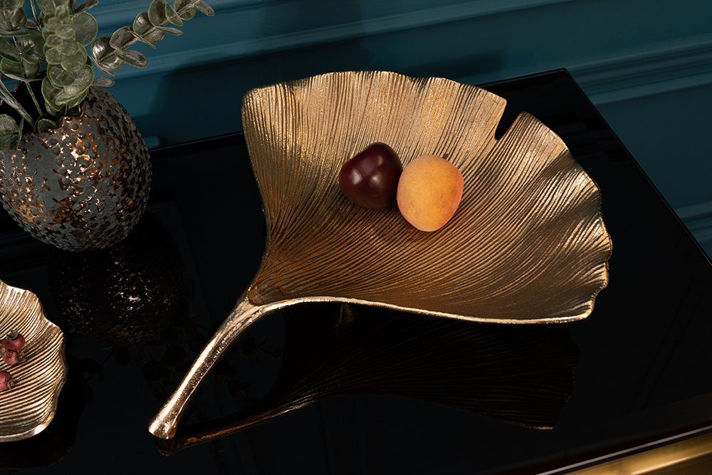 riess-ambiente Dekoschale GINKGO 42cm gold (Einzelartikel, 1 St), Wohnzimmer · Metall · handmade · Obst · Boho