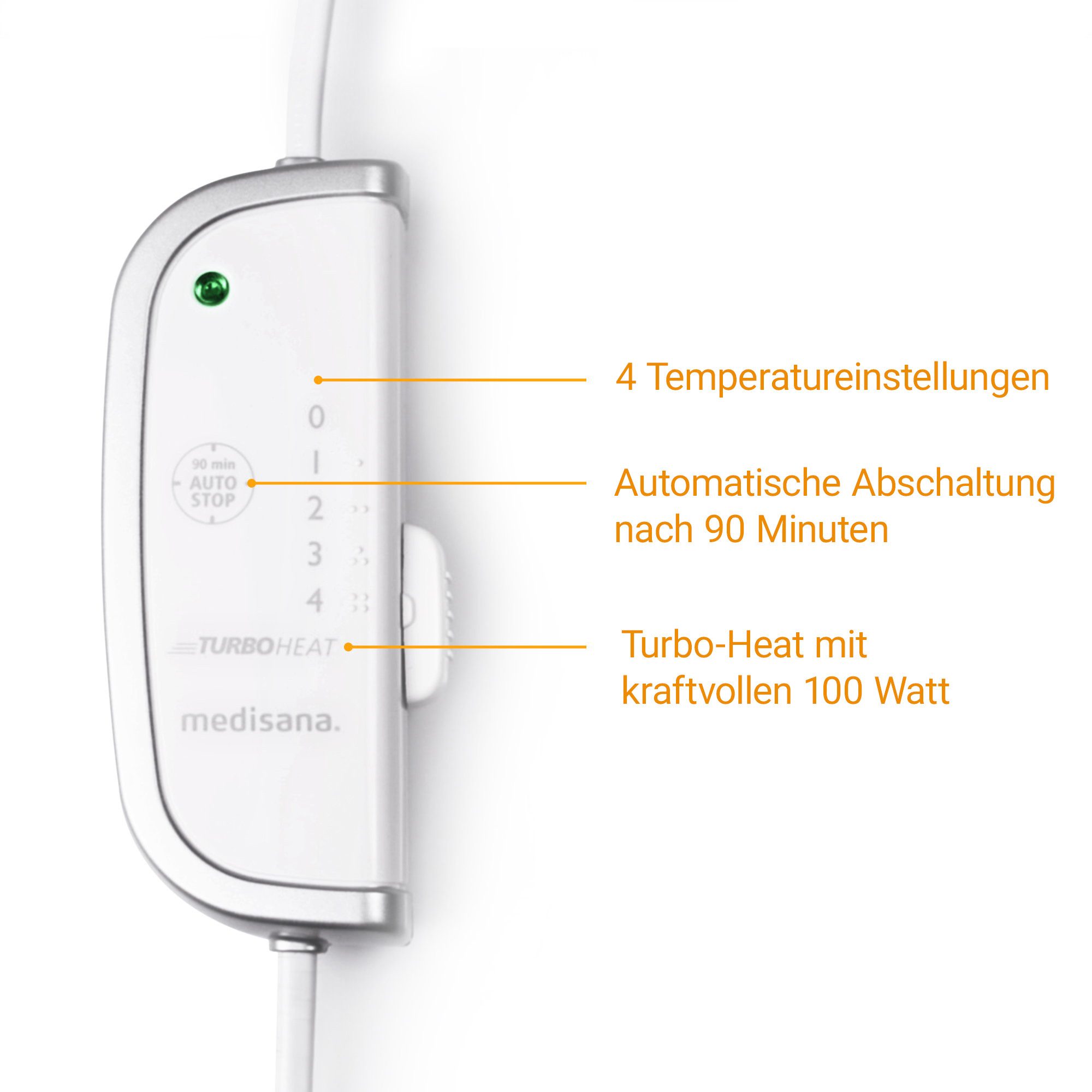 medisana Heizkissen HP 630, 4 Stufen, 3 Timer, flexibler Heizdraht, Überhitzungsschutz, 100 Watt
