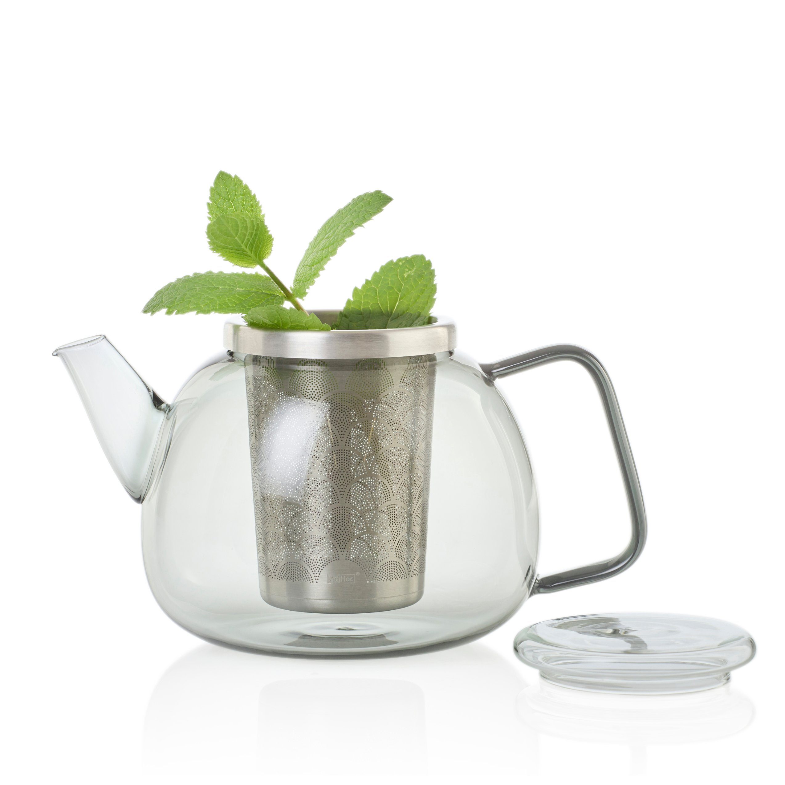 AdHoc Teekanne Yuna, 1,2 l, hochwertige Glas Kanne mit Feinfilter aus Edelstahl