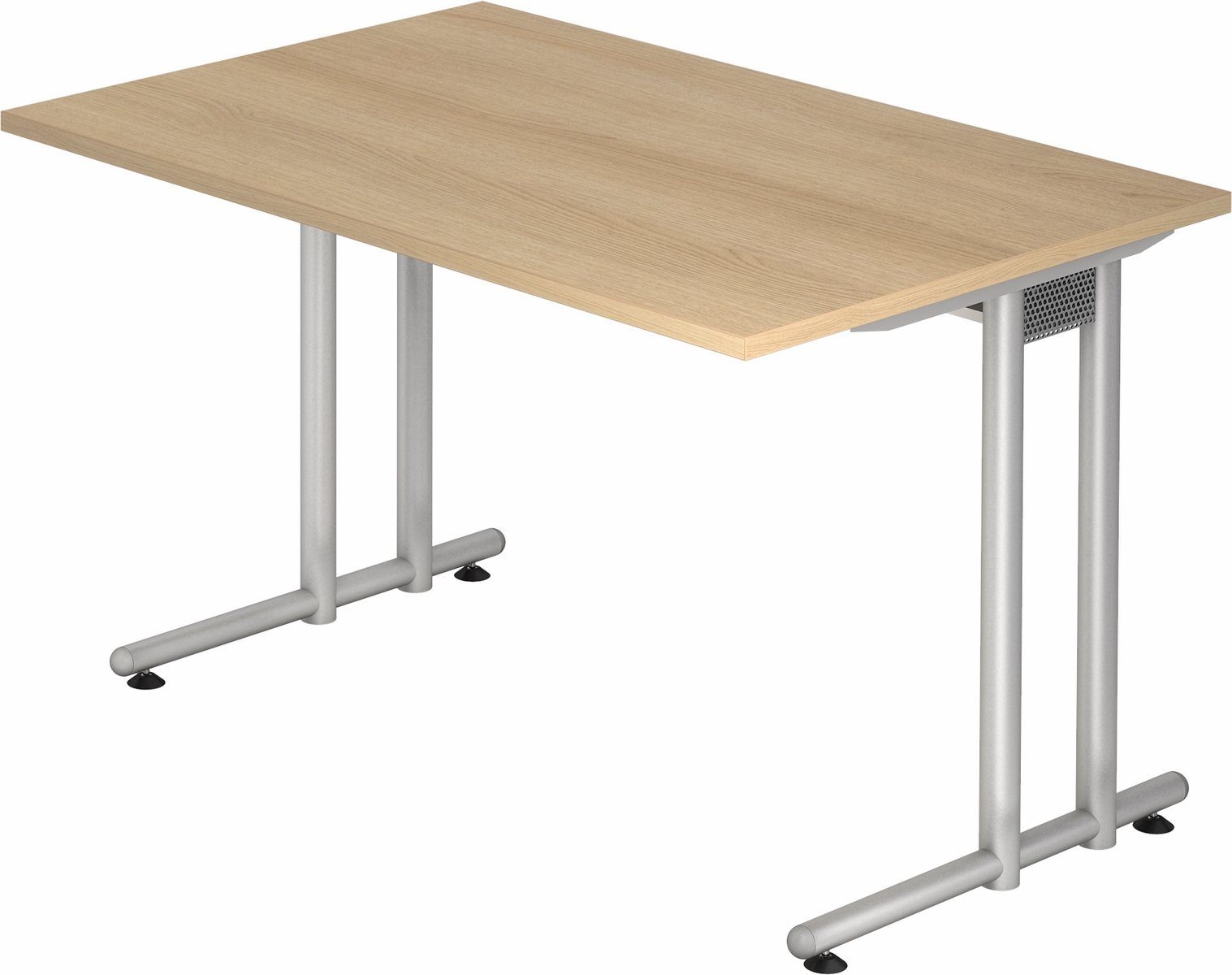Schreibtisch Dekor: bümö Eiche x 120 - Serie-N, 80 cm Rechteck: Schreibtisch