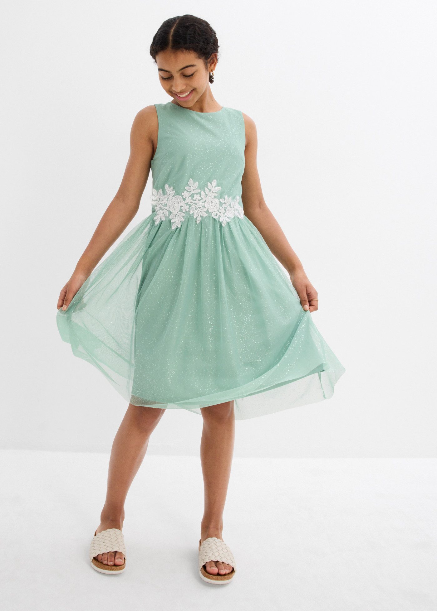 bonprix Midikleid festlicher Stil, aus Polyester, Regular Fit