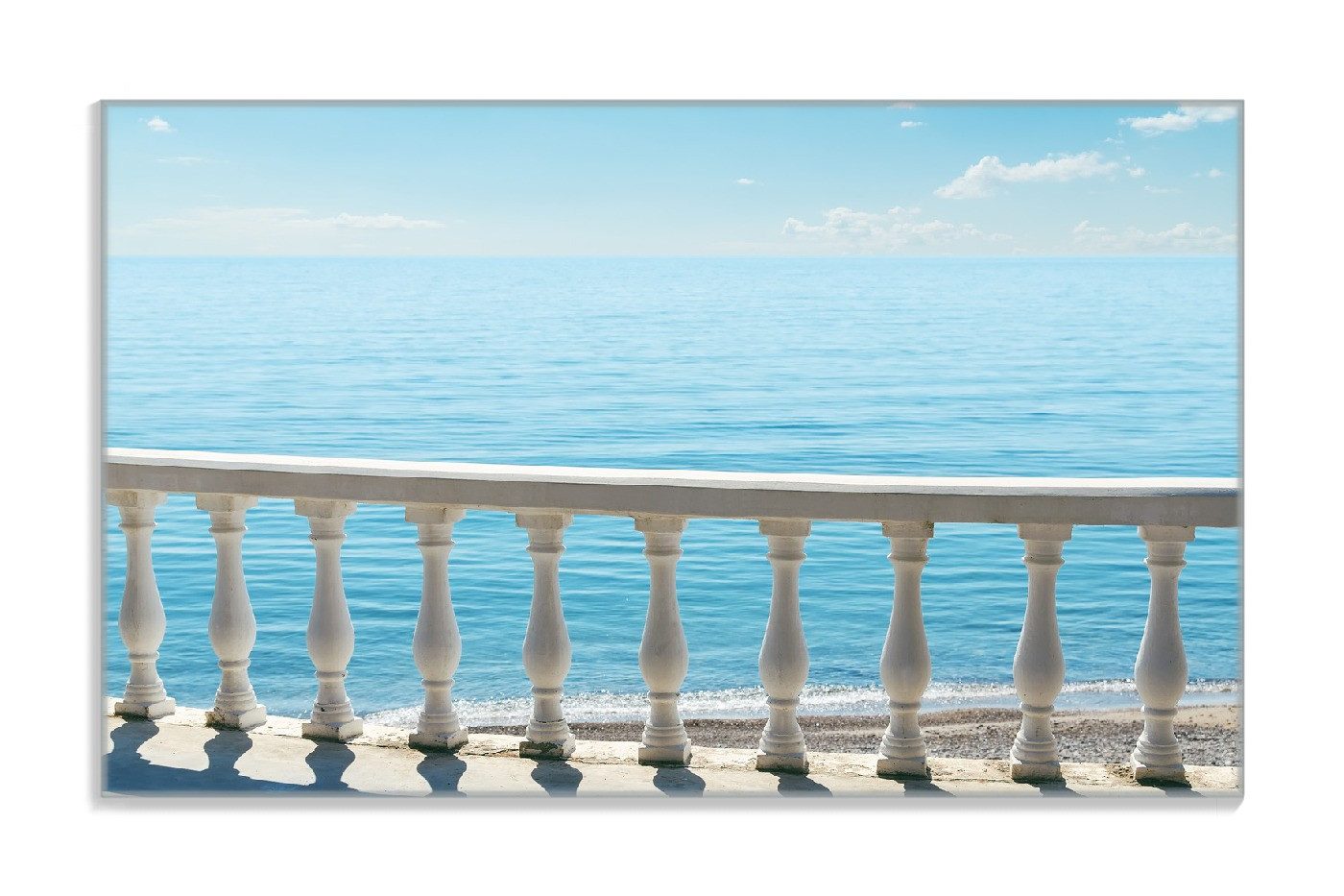 Wallario Frühstücksbrett Weite Aussicht über ruhiges Meer, ESG-Sicherheitsglas, (inkl. rutschfester Gummifüße 4mm, 1-St), 14x23cm