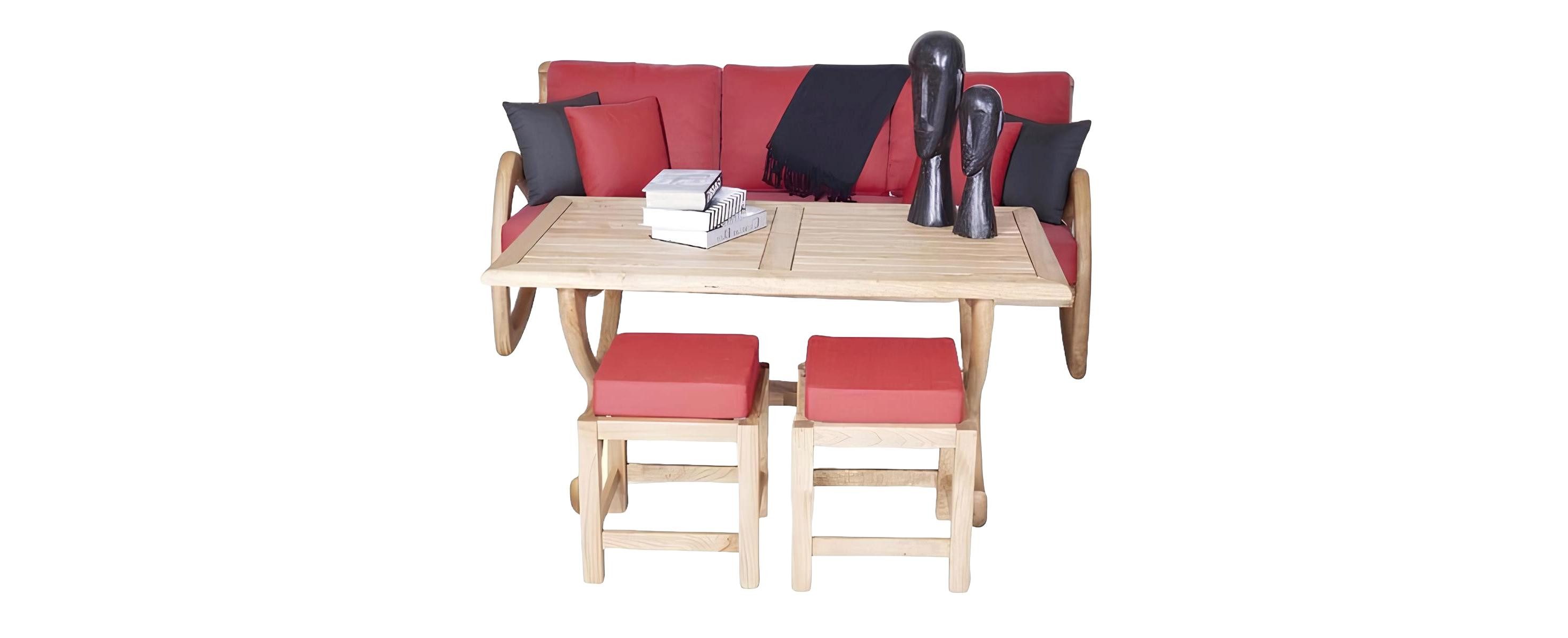 Xlmoebel Sessel Designer Outdoor Garnitur mit robustem Esstisch und Hockern (Sessel), Hergestellt in Europa