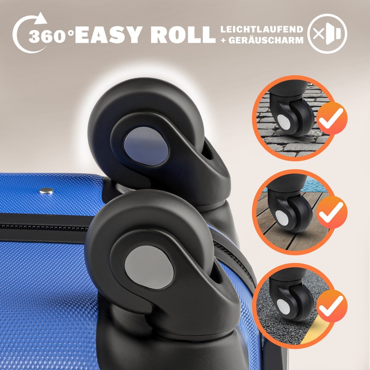 monzana Hartschalen-Trolley, 4 Rollen Rollen, Rollkoffer Zahlenschloss Reisekoffer Hartschalenkoffer Trolley Blau L