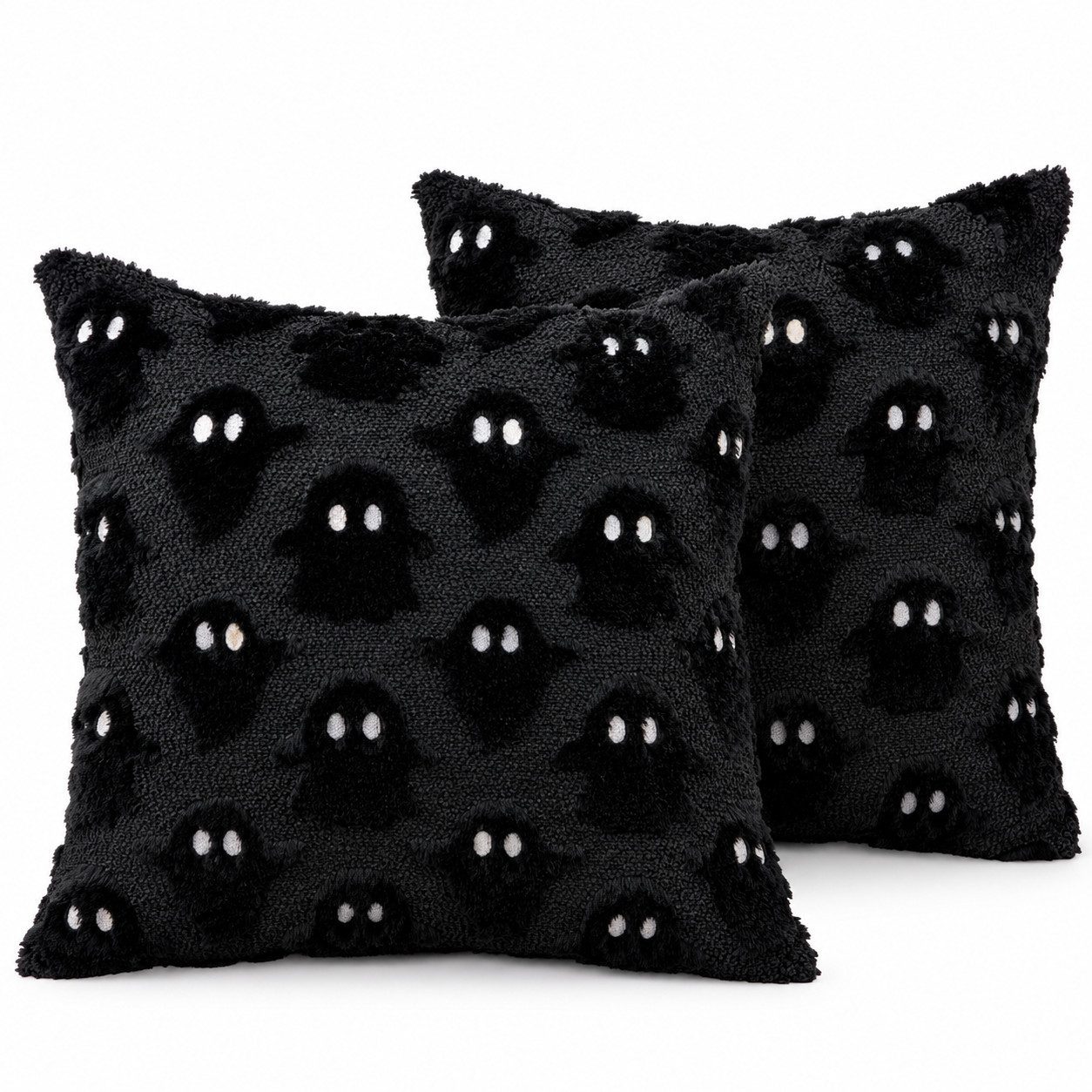 Sorvyzxn Kissenhüllen Halloween-Kissenbezüge, 45 x 45 cm, Geist, weicher Plüsch-Kunstfell, (2 Stück), Couchkissen für Stuhl, Sofa, Schlafzimmer, Wohnzimmer, Heimdekoration