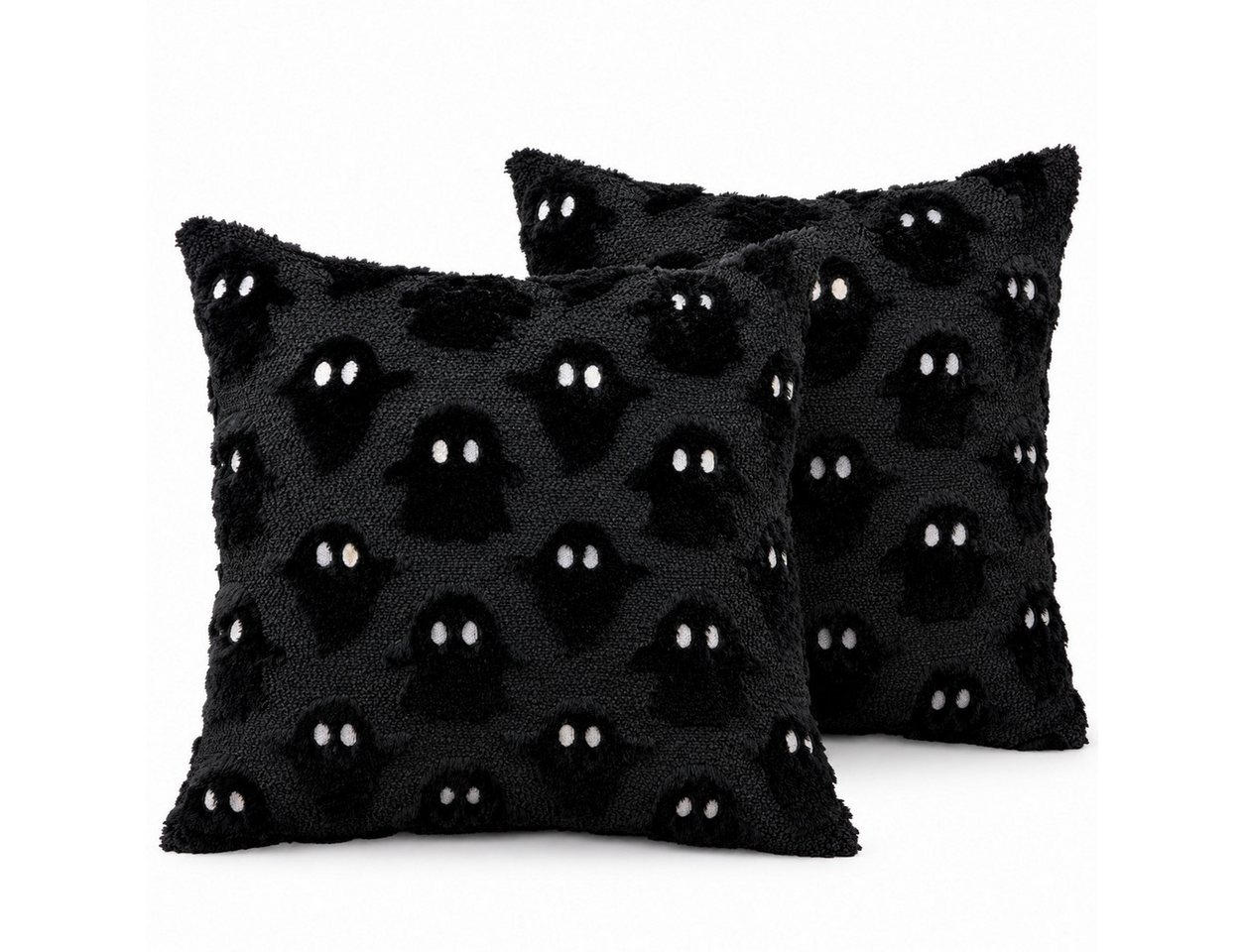 Sorvyzxn Kissenhüllen Halloween-Kissenbezüge, 45 x 45 cm, Geist, weicher Plüsch-Kunstfell, (2 Stück), Couchkissen für Stuhl, Sofa, Schlafzimmer, Wohnzimmer, Heimdekoration