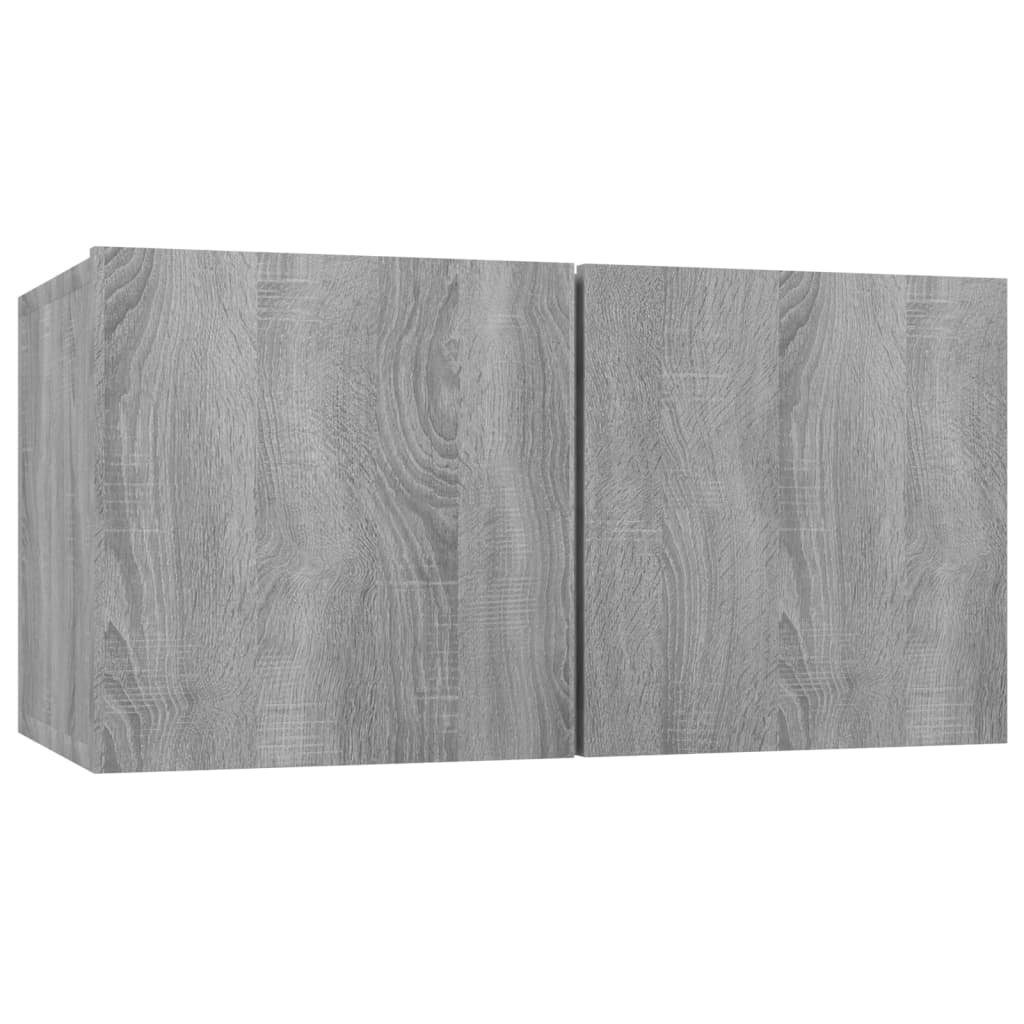 2 TV-Schrank cm Holzwerkstoff Stk. TV-Wandschrank Grau 60x30x30 furnicato Sonoma