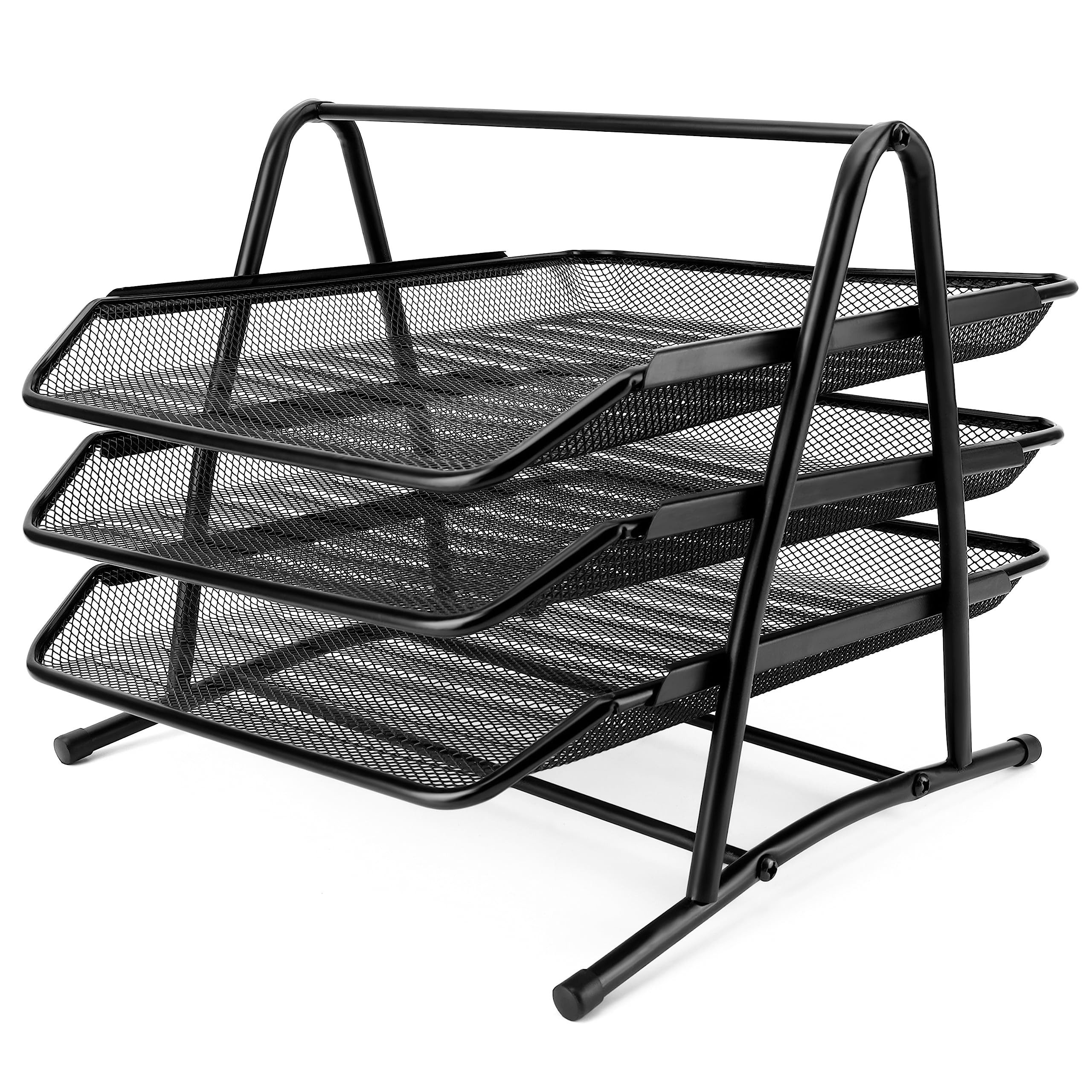 Belle Vous Dekotablett Schwarze Mesh Ablage für Büro und Schule (1 St)