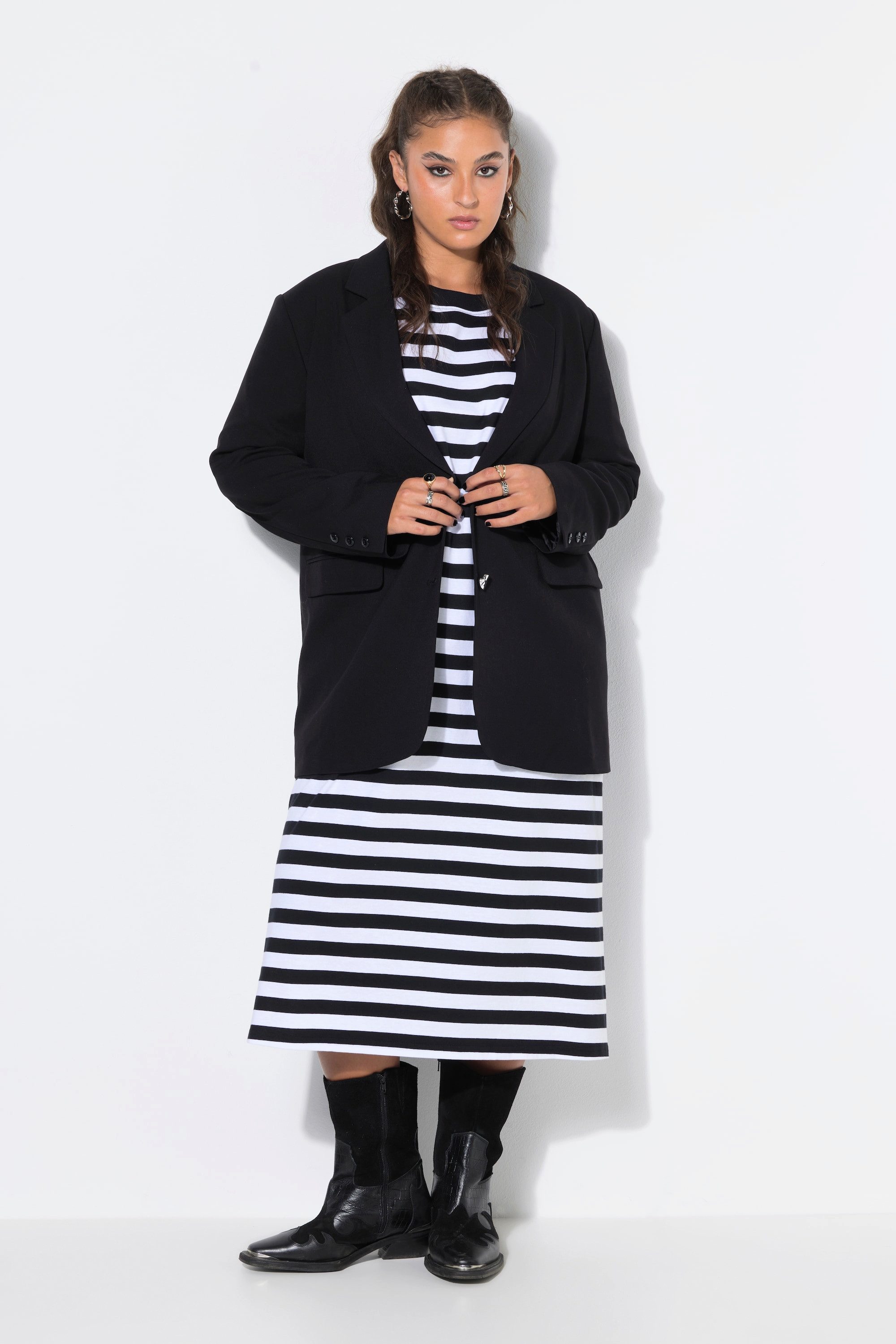 Studio Untold Blusenblazer Oversize-Blazer silberne Herz-Knöpfe
